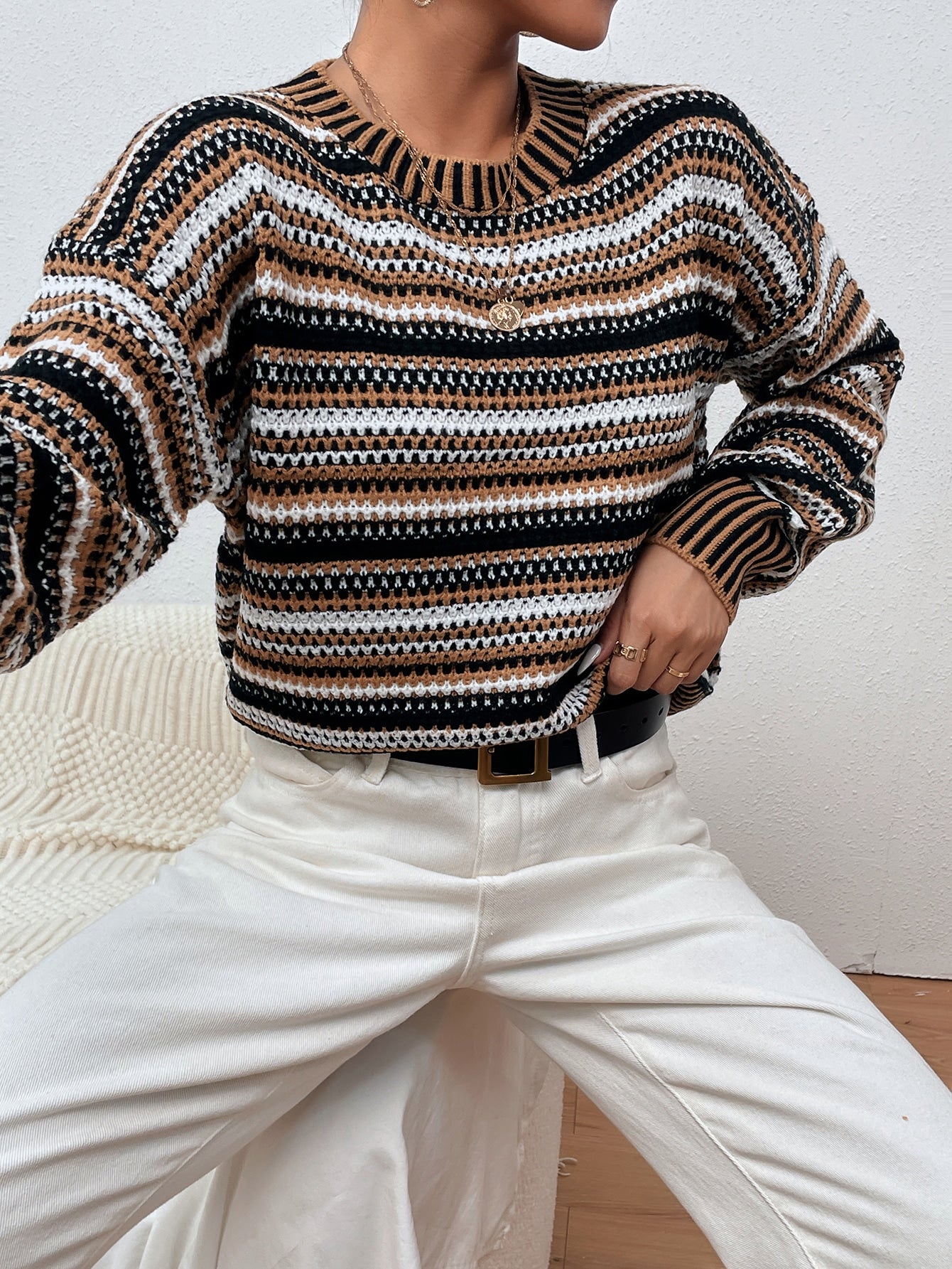 Lift Me Up Striped Colorblock Sweater