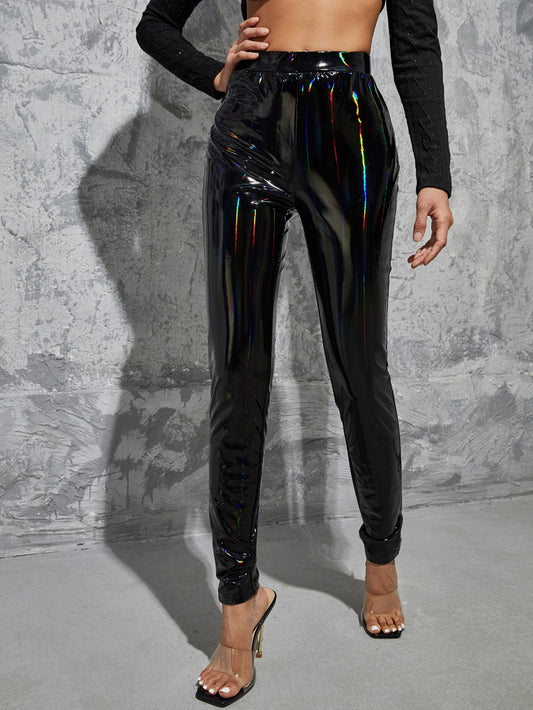 New You Holographic PU Leather Pants