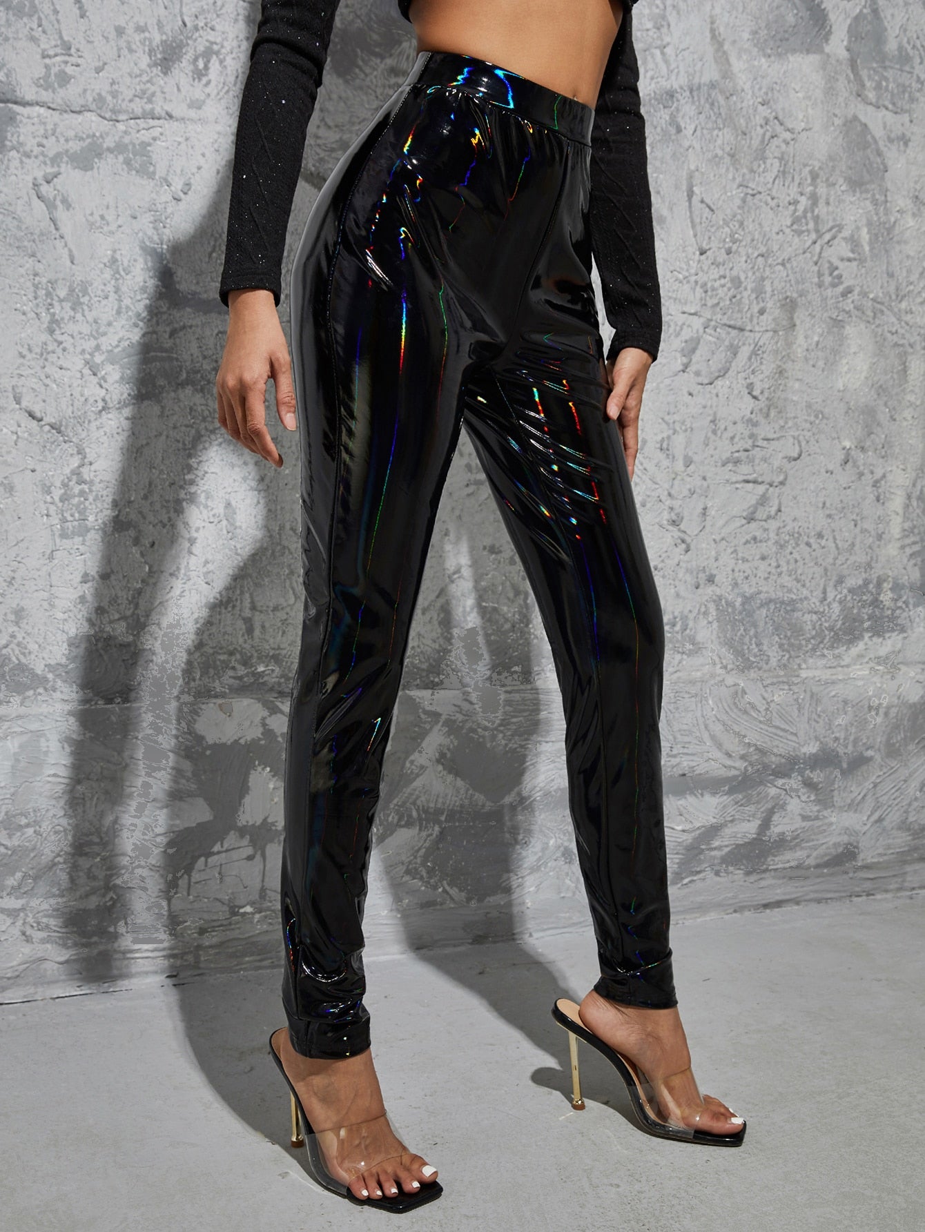 New You Holographic PU Leather Pants