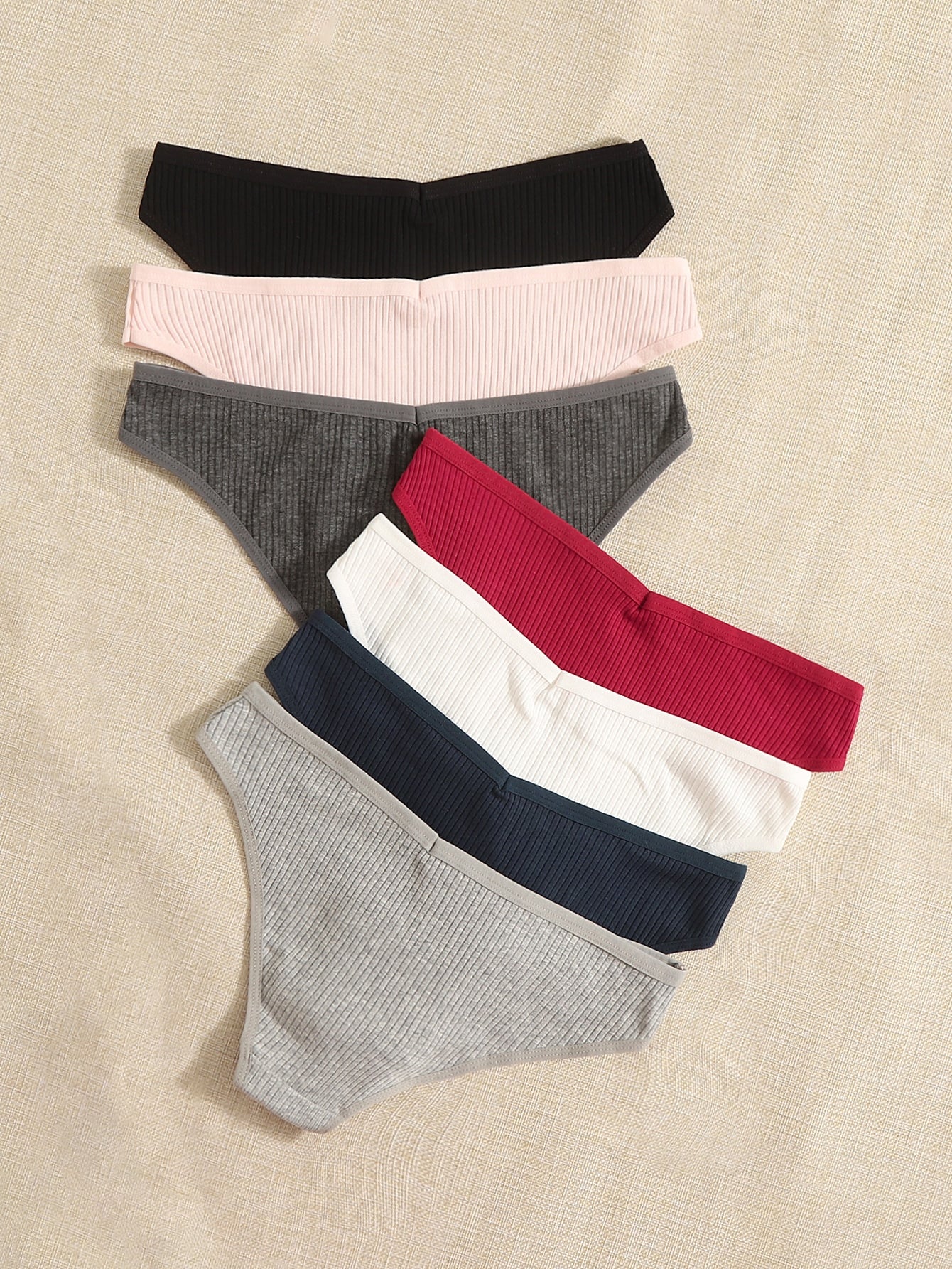 Comfort For You 7pack Letter Patched Detail Ribbed Knit Panty