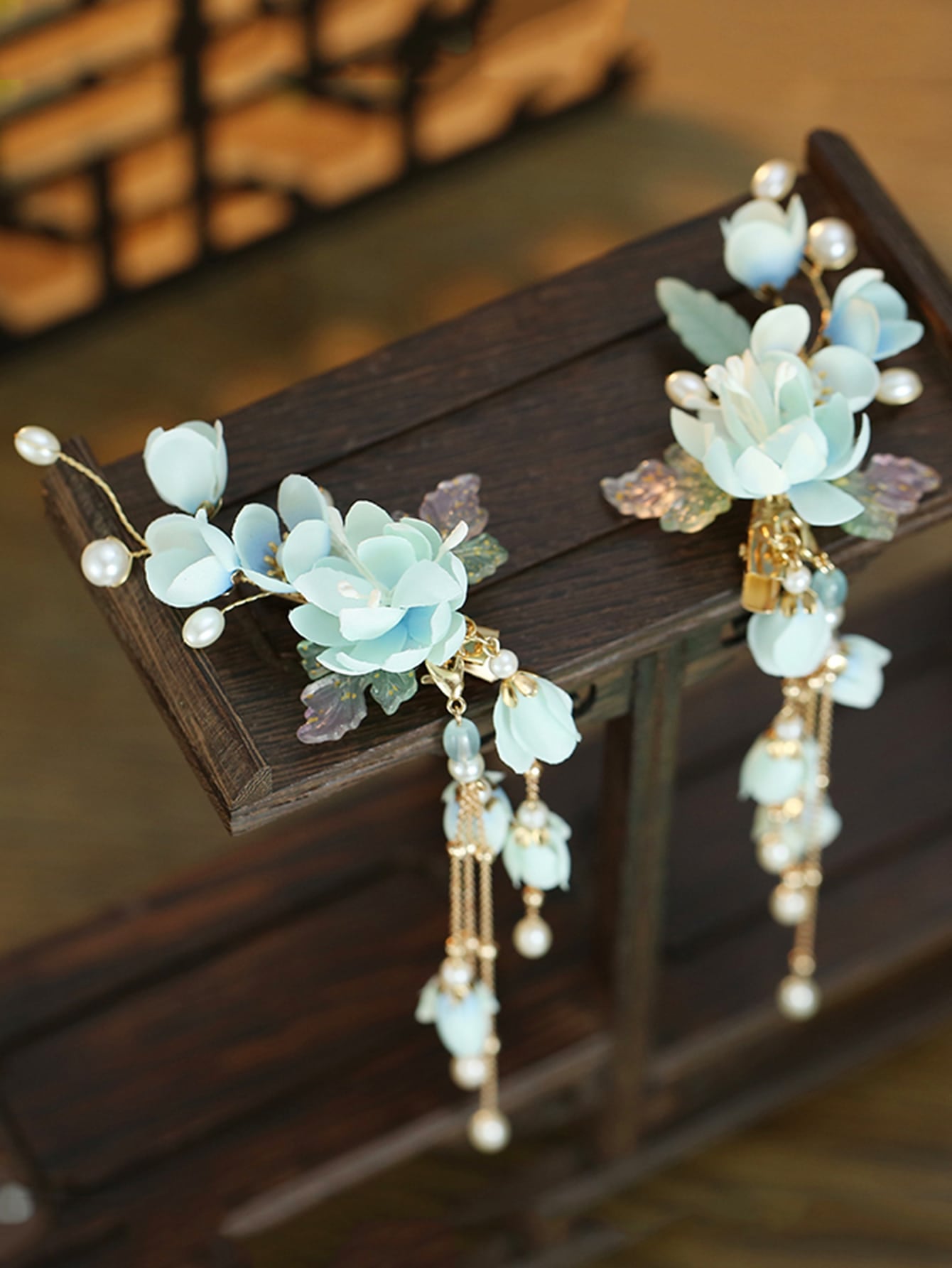 Fairycore 2pcs Flower Tassel Hair Clip