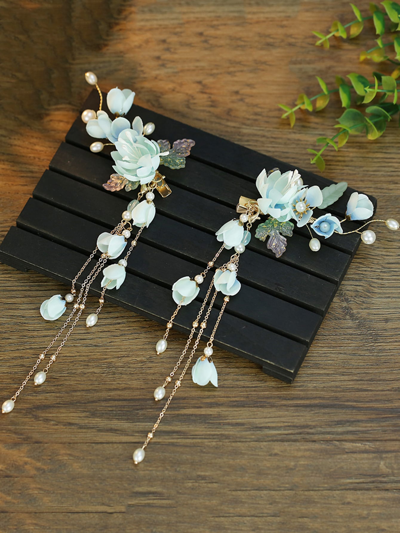 Fairycore 2pcs Flower Tassel Hair Clip