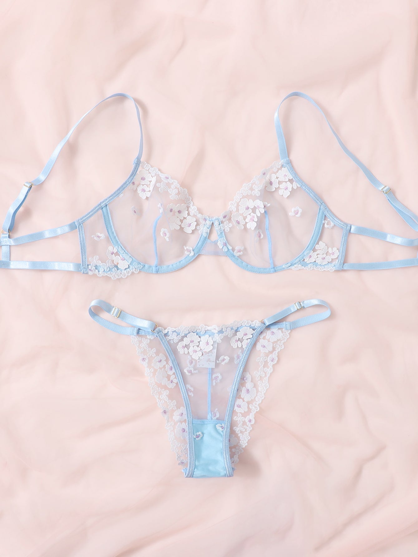 Baby Take My Blues Away Underwire Thong Lingerie Set