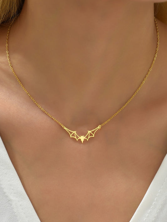 Hollow Out Bat Charm Necklace