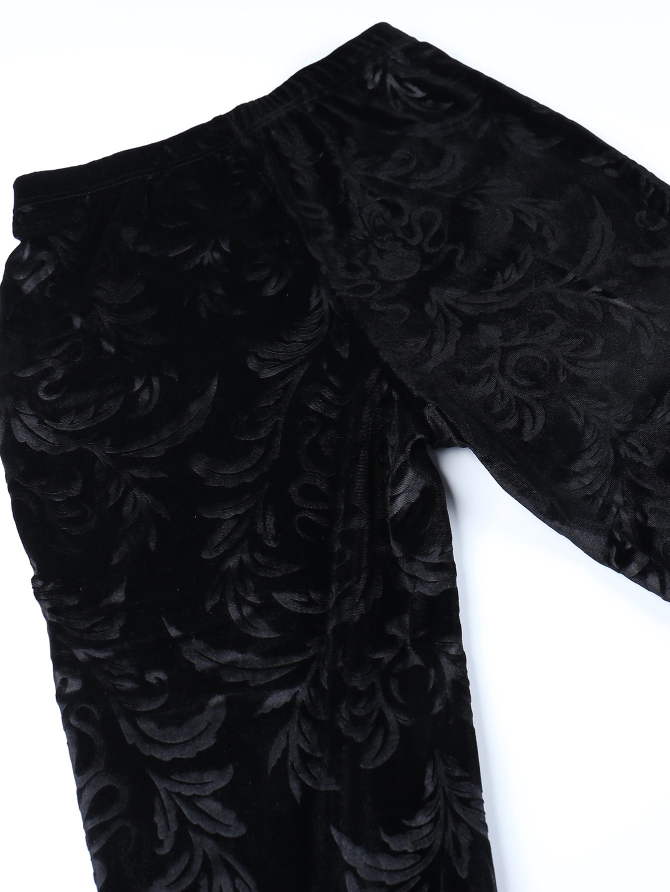 Gothic Contrast Lace Ruffle Hem Velvet Pants
