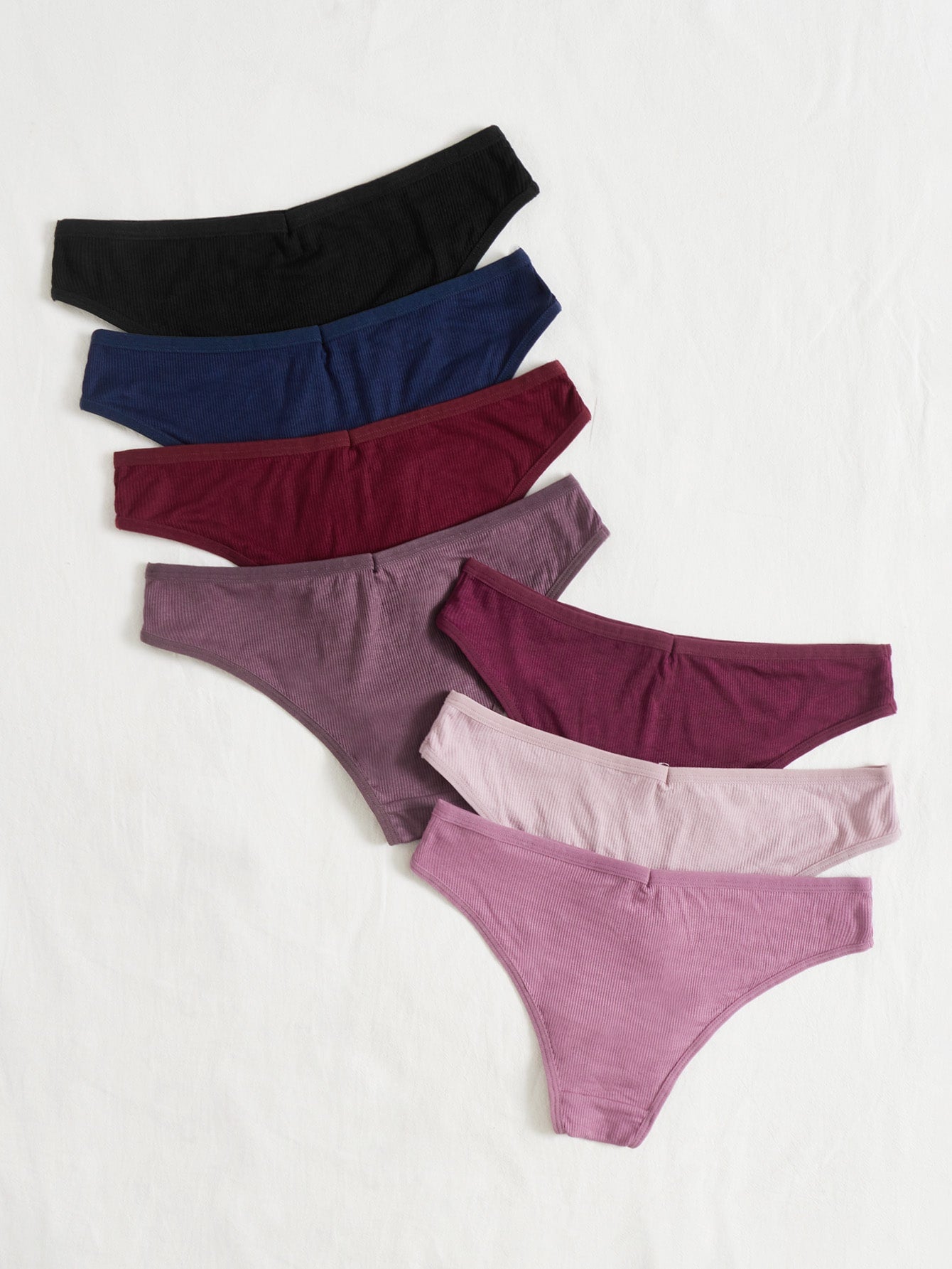 Comfort For You 7pack Letter Patched Detail Ribbed Knit Panty