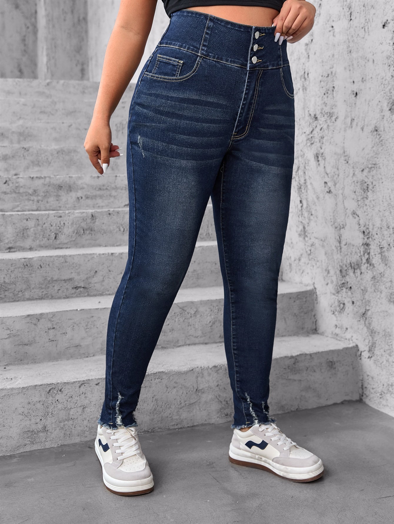 Plus* High Maintenance High Waist Ripped Raw Trim Skinny Jeans