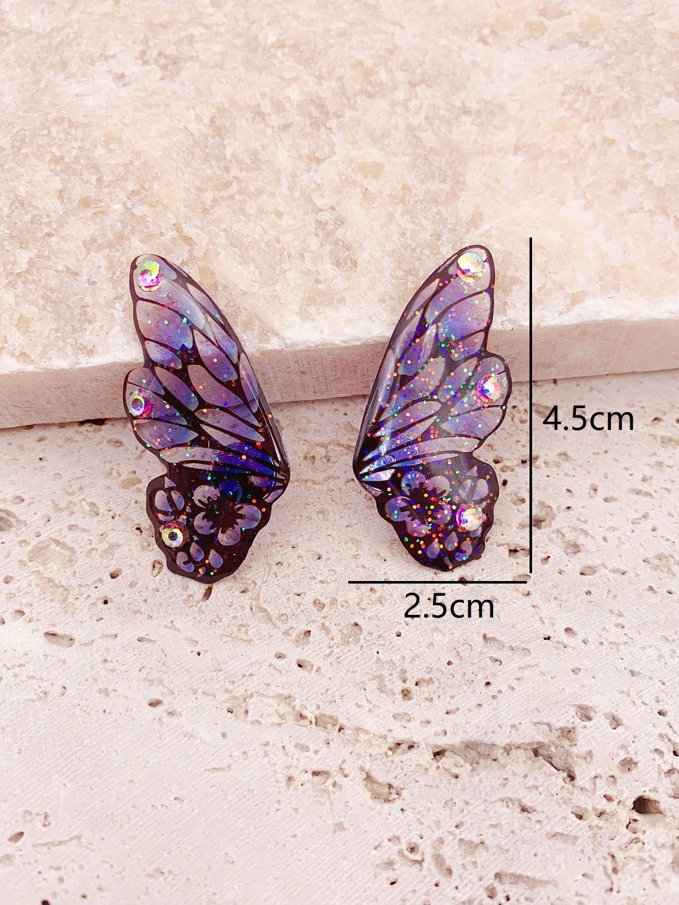 Rhinestone Butterfly Wing Stud Earrings