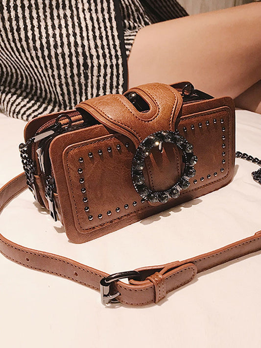 Studded & Buckle Square Bag