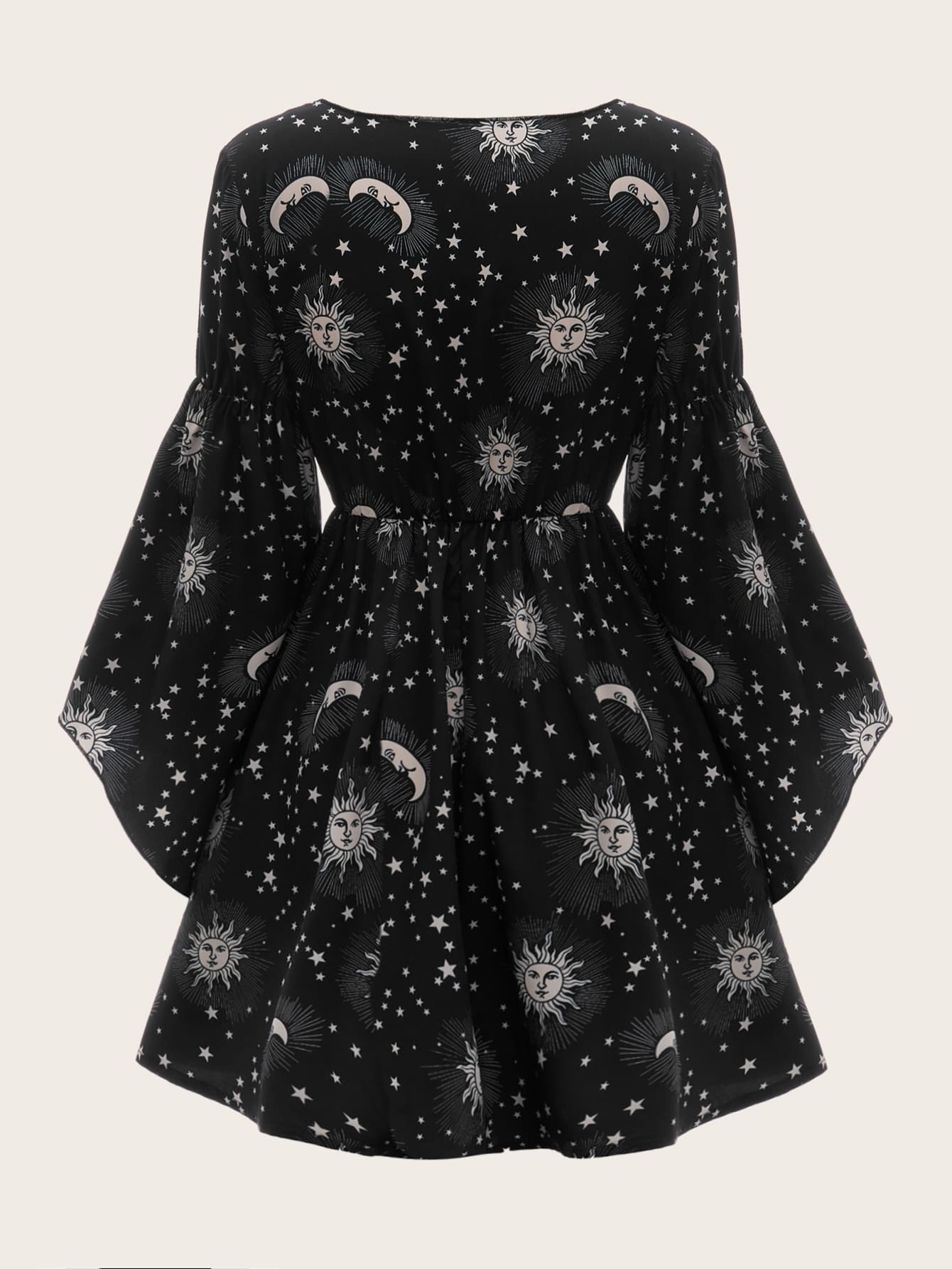 Hippie Sun & Moon Graphic Cut Out Dress