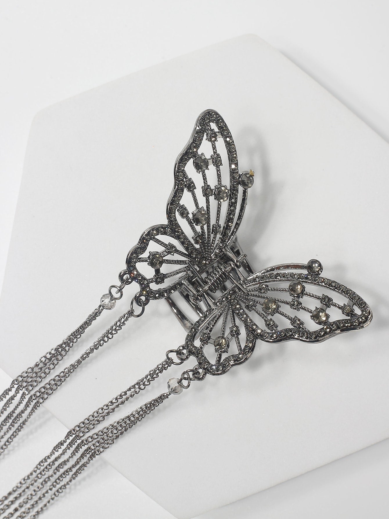 Pinza para el cabello de lujo con diseño de mariposa y diamantes de imitación