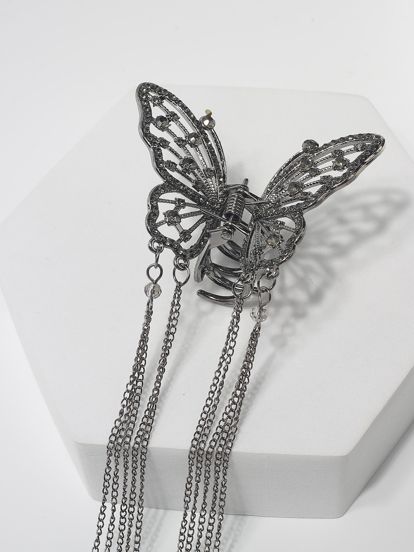 Pinza para el cabello de lujo con diseño de mariposa y diamantes de imitación