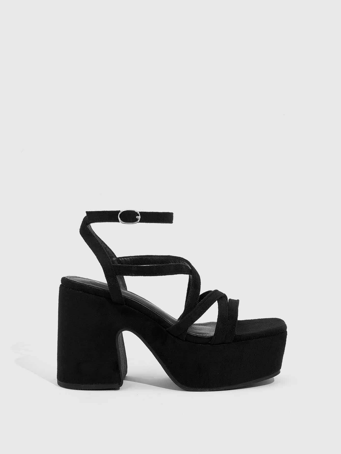 Foggy Nights Ankle Strap Chunky Heeled Sandals
