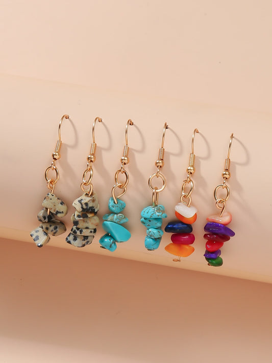 Enchantress Stone Drop Earrings (3pair set)