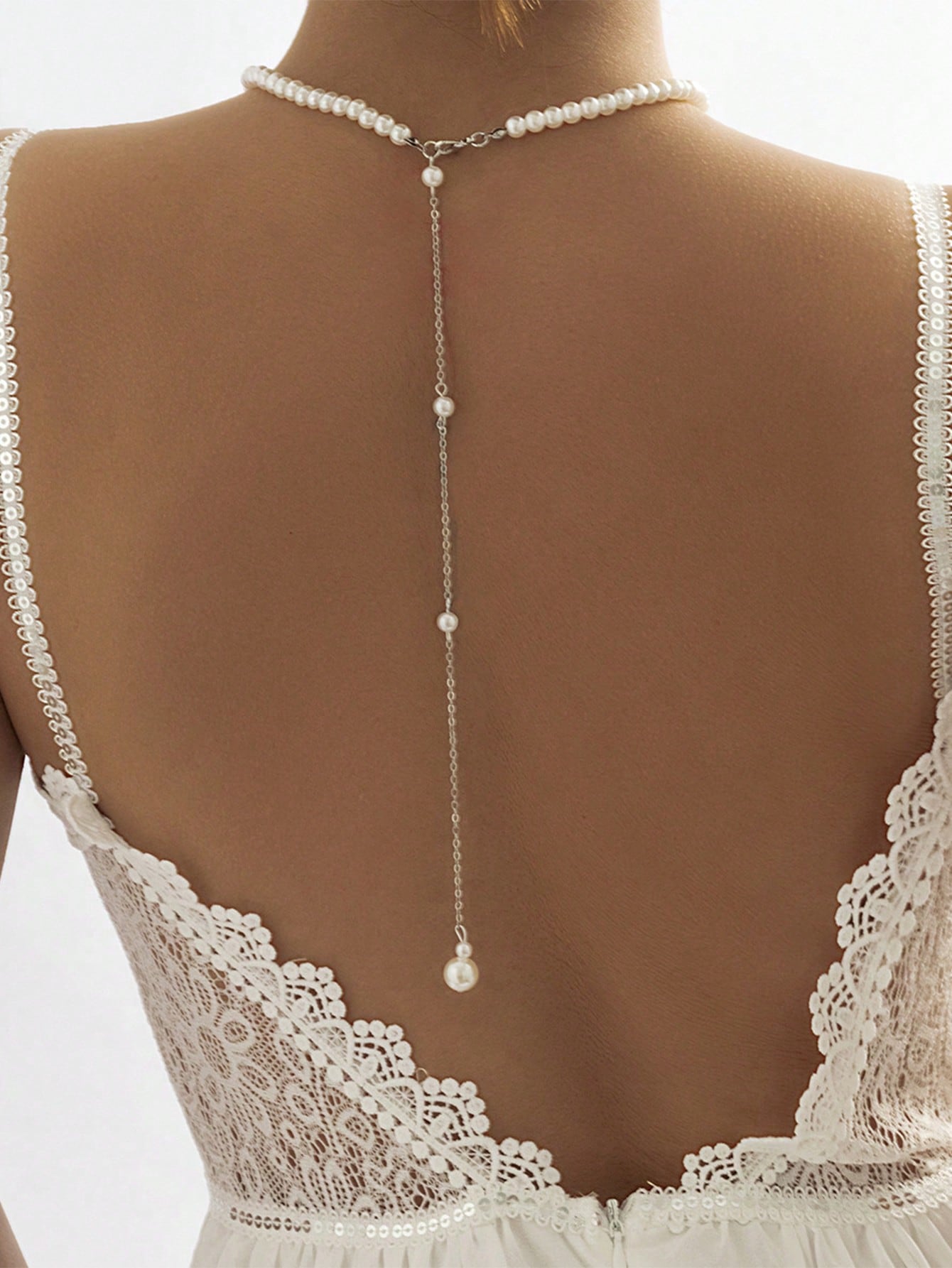 Vintage Faux Pearl Back Necklace