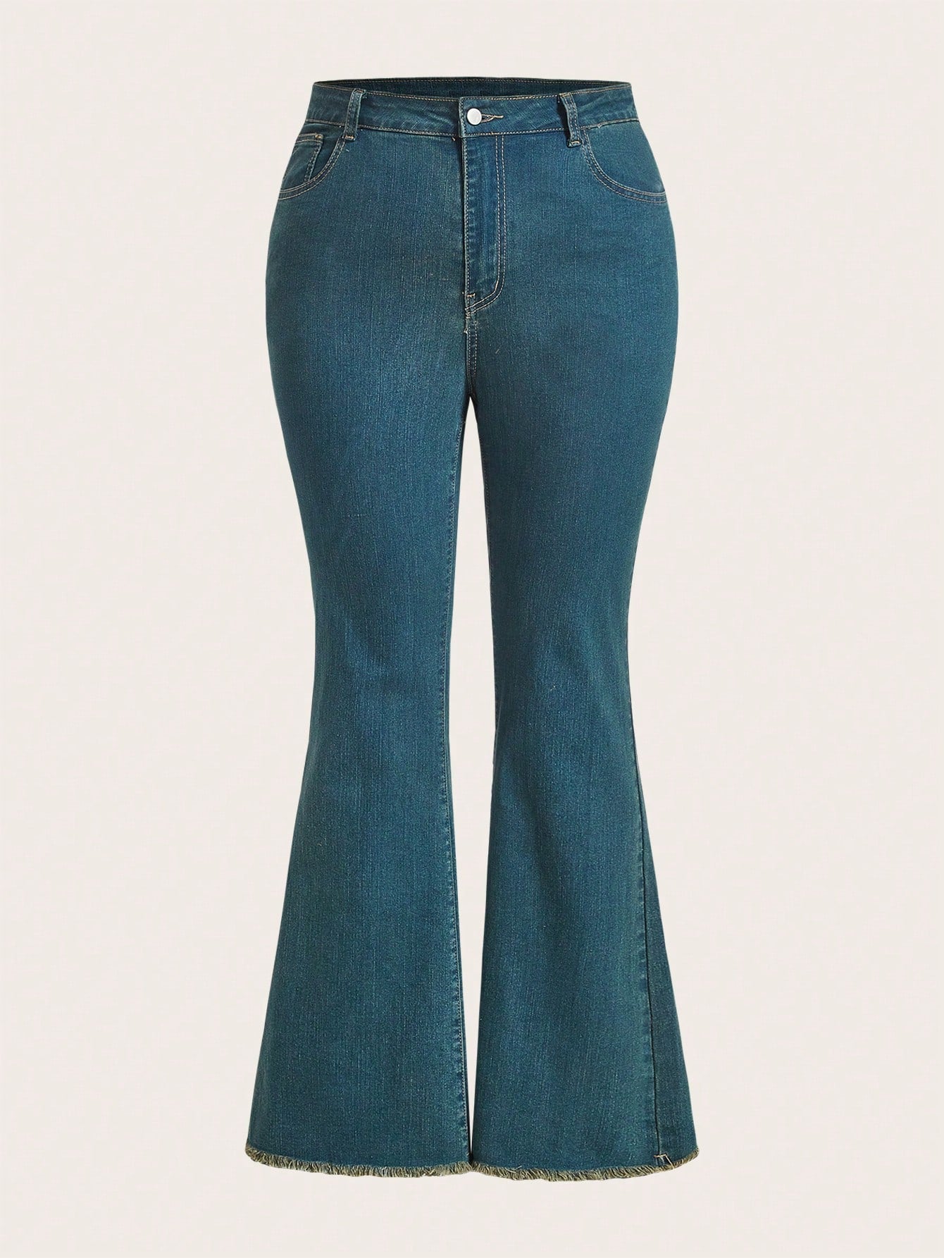 Plus* She’s a Star Embroidery Raw Hem Flare Leg Jeans