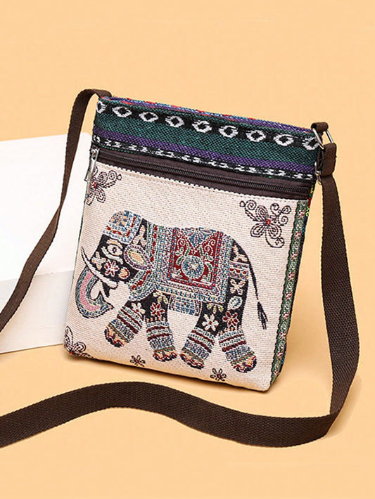 Elephant Embroidery Crossbody Shoulder Bag