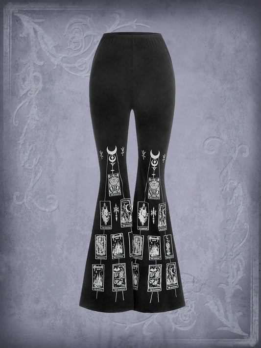 Goth tarot Graphic Flare Leg Pants