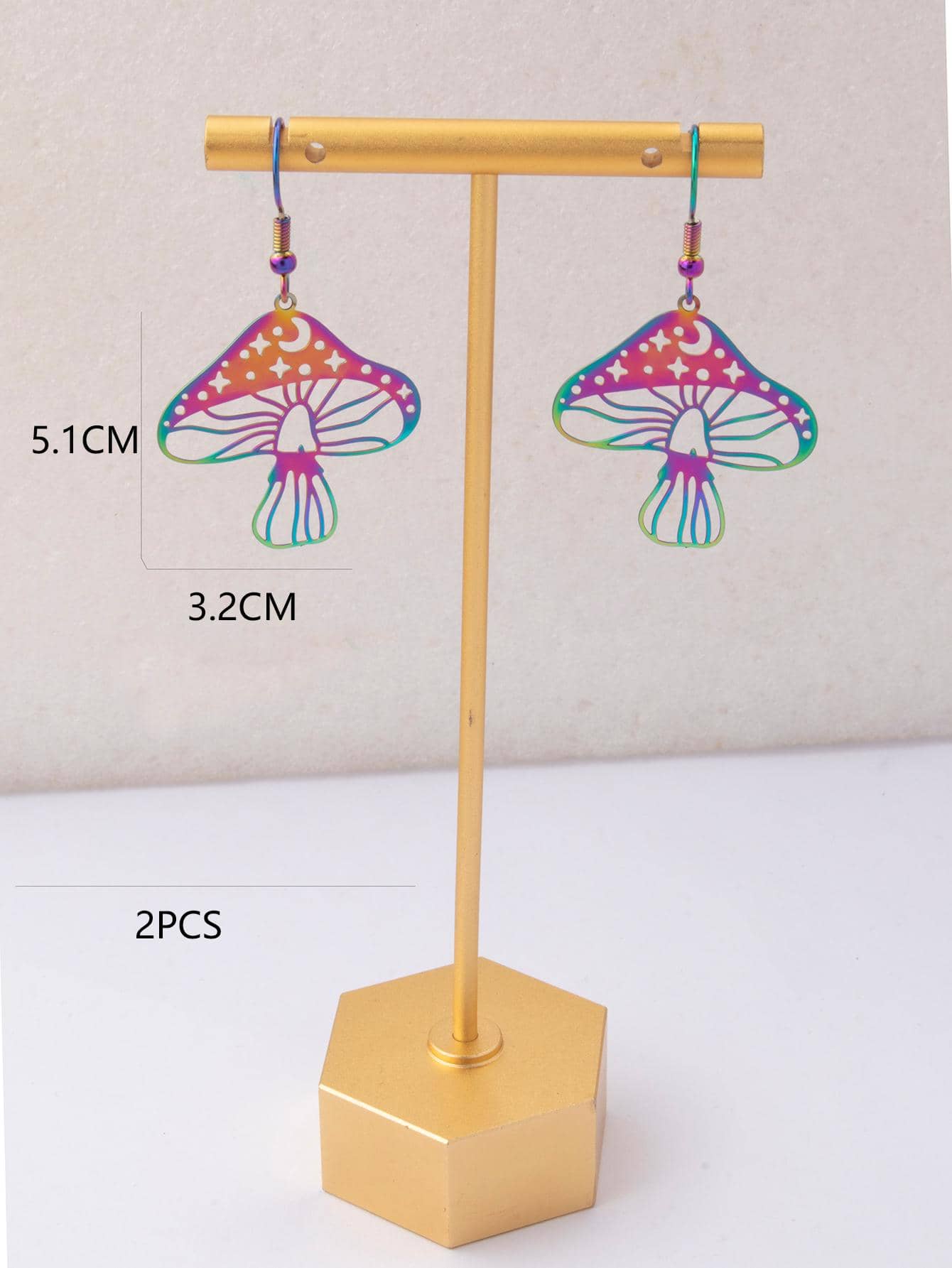 Ombre Hollow Out psychedelic ￼Mushroom Earrings