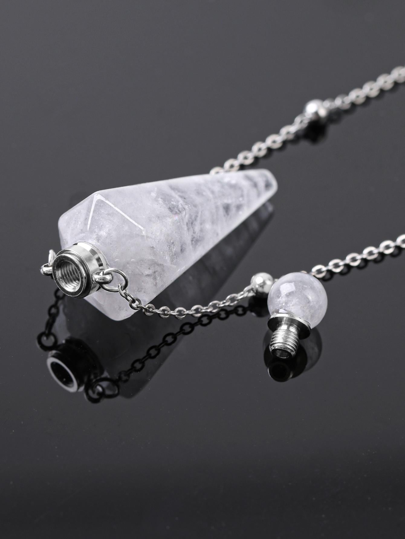 Natural Stone  Clear Quartz Crystal Vial Necklace •Perfume Bottle •Essentials Oil Diffuser
