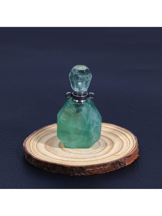 Botella de elixir de poción, botella de Perfume de cristal Natural de fluorita verde, 1 unidad