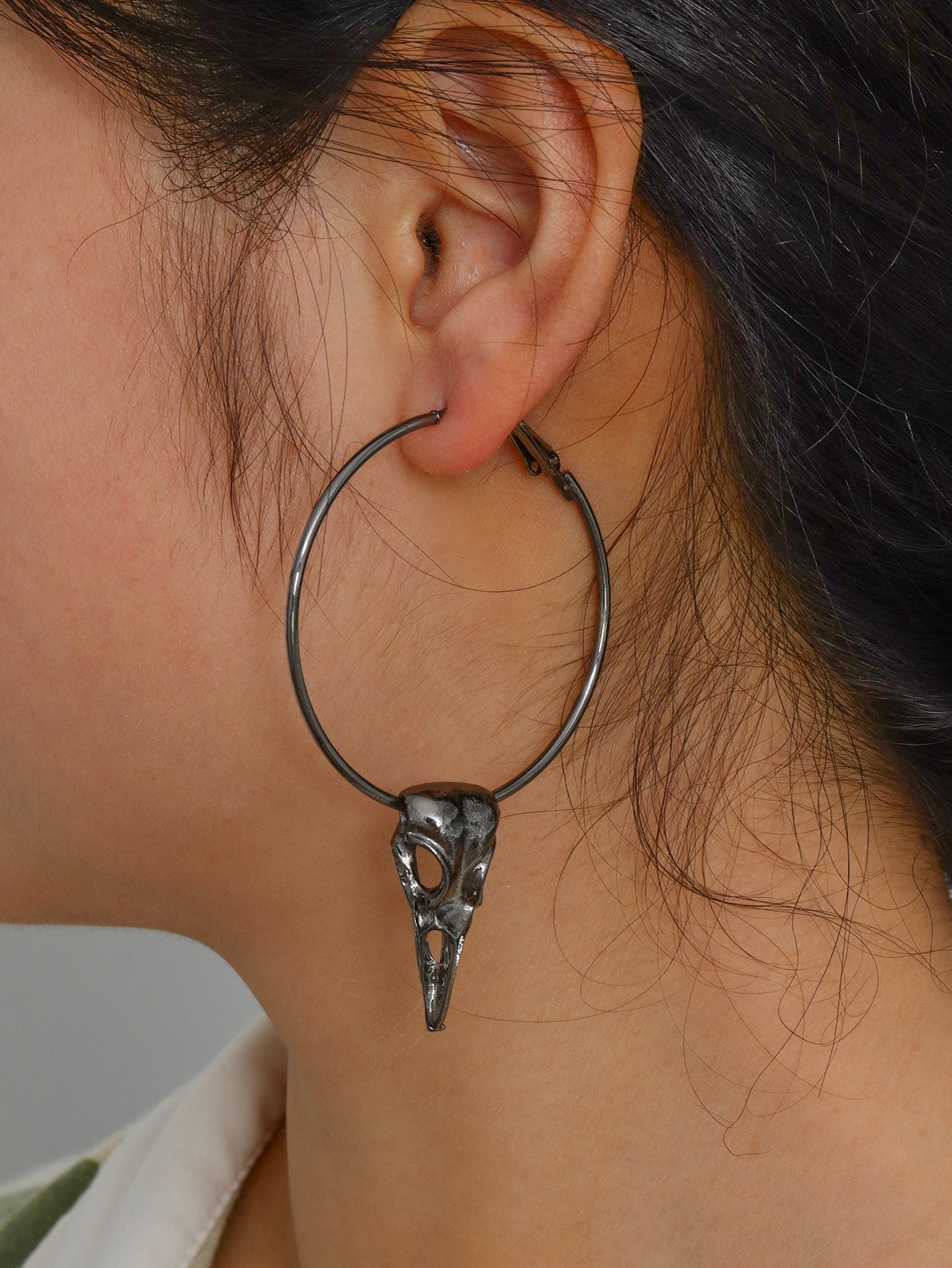 Gothic Style Bird Skull Earrings