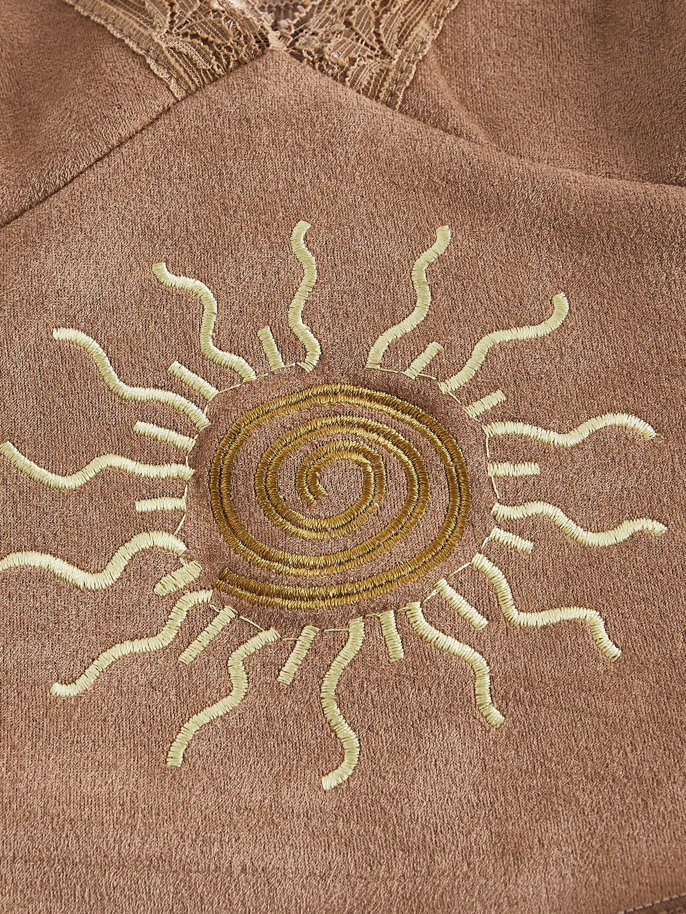 Hippie Sun Graphic Contrast Lace Cami Top