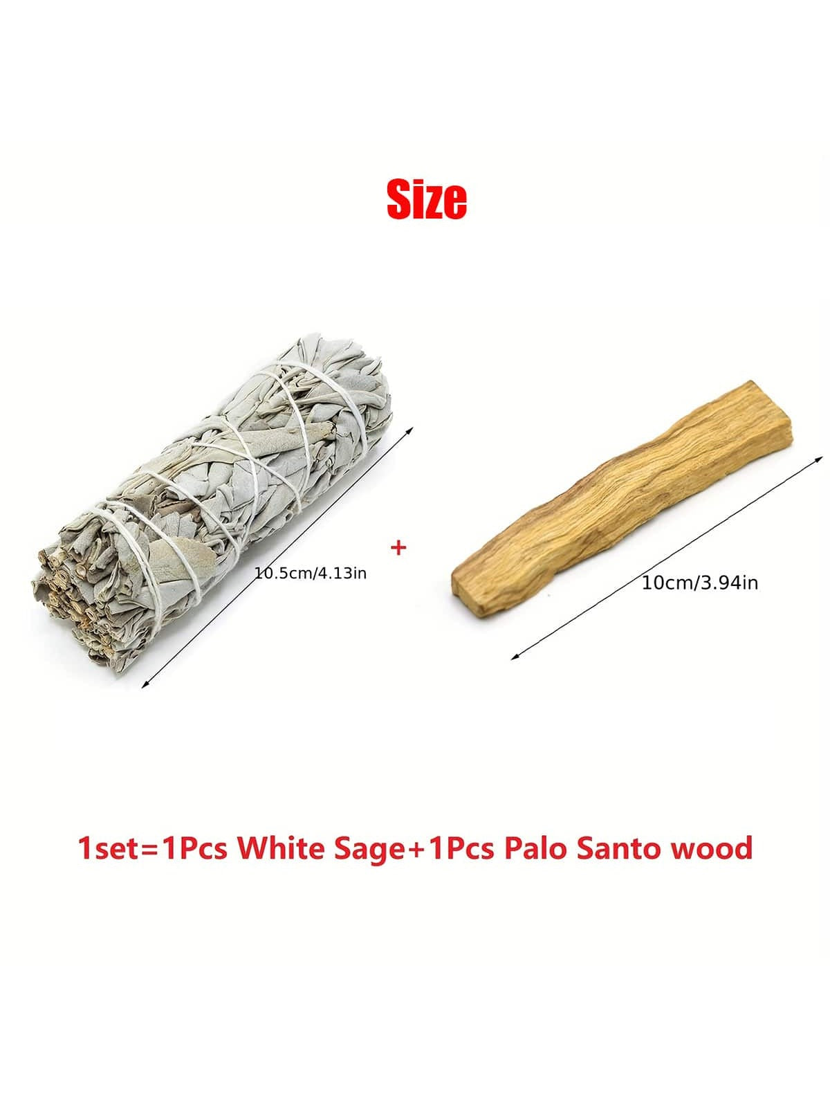 White Sage Bundle California Smudge Stick Wand for Spiritual Incense Sticks Burning Aromatherapy Energy Cleansing Bundle(1pc White Sage & 1pc Palo Santo wood)