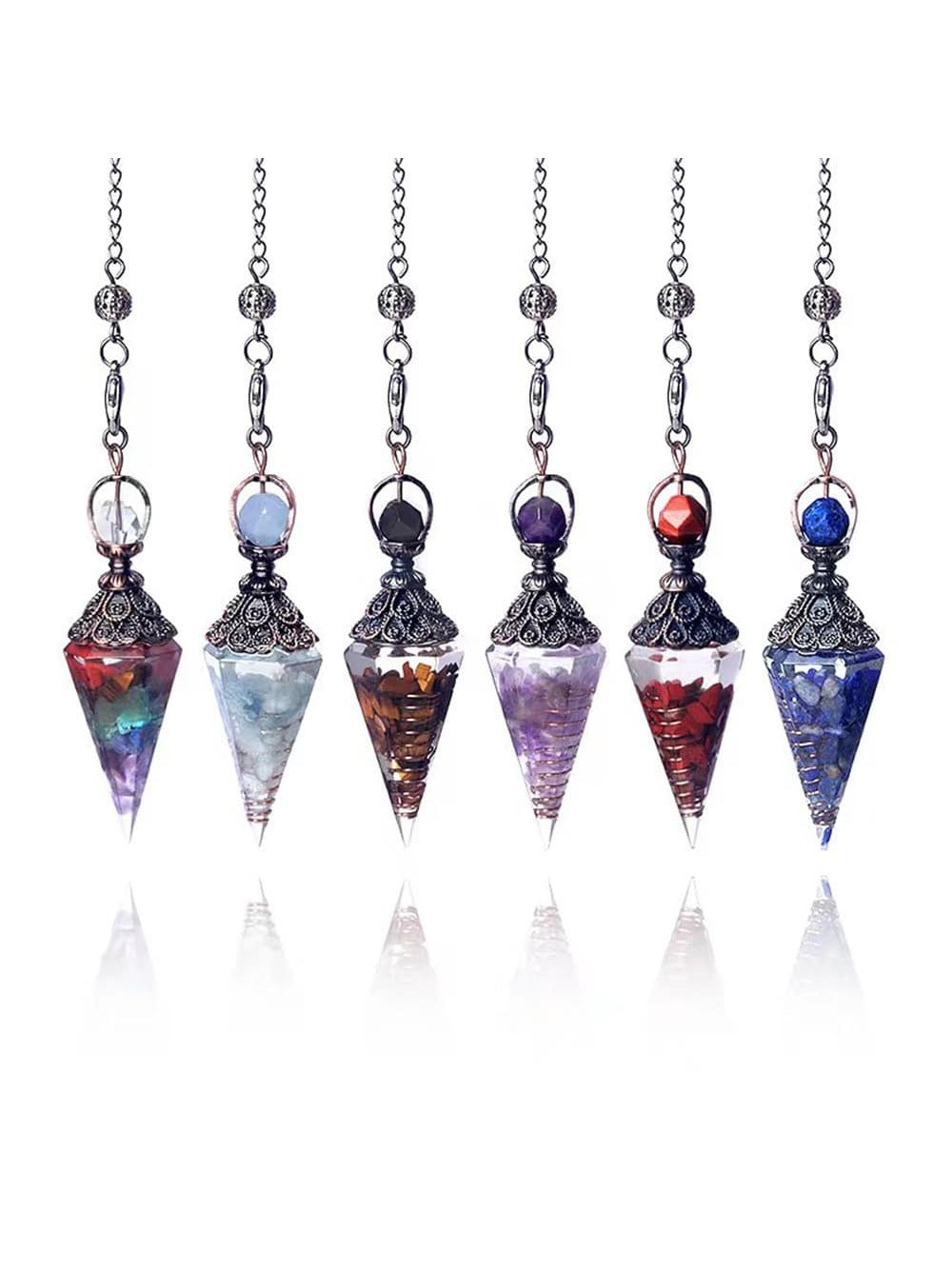 Crystals Stone Pyramid Pendulum Pendant, Hanging Ornament Multi Color Gemstone 1pc