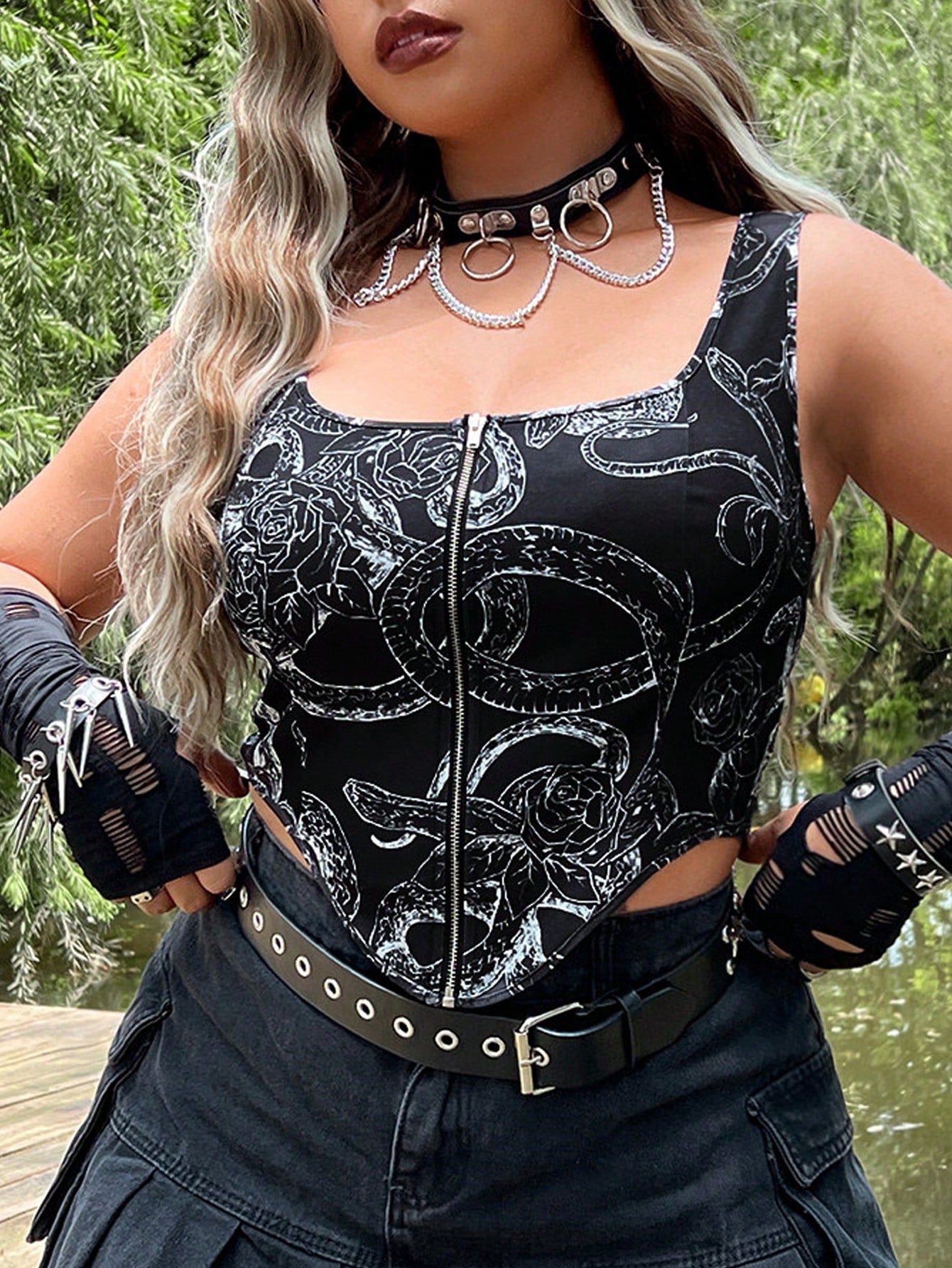 Snake Charmer Plus corset style Tank Top