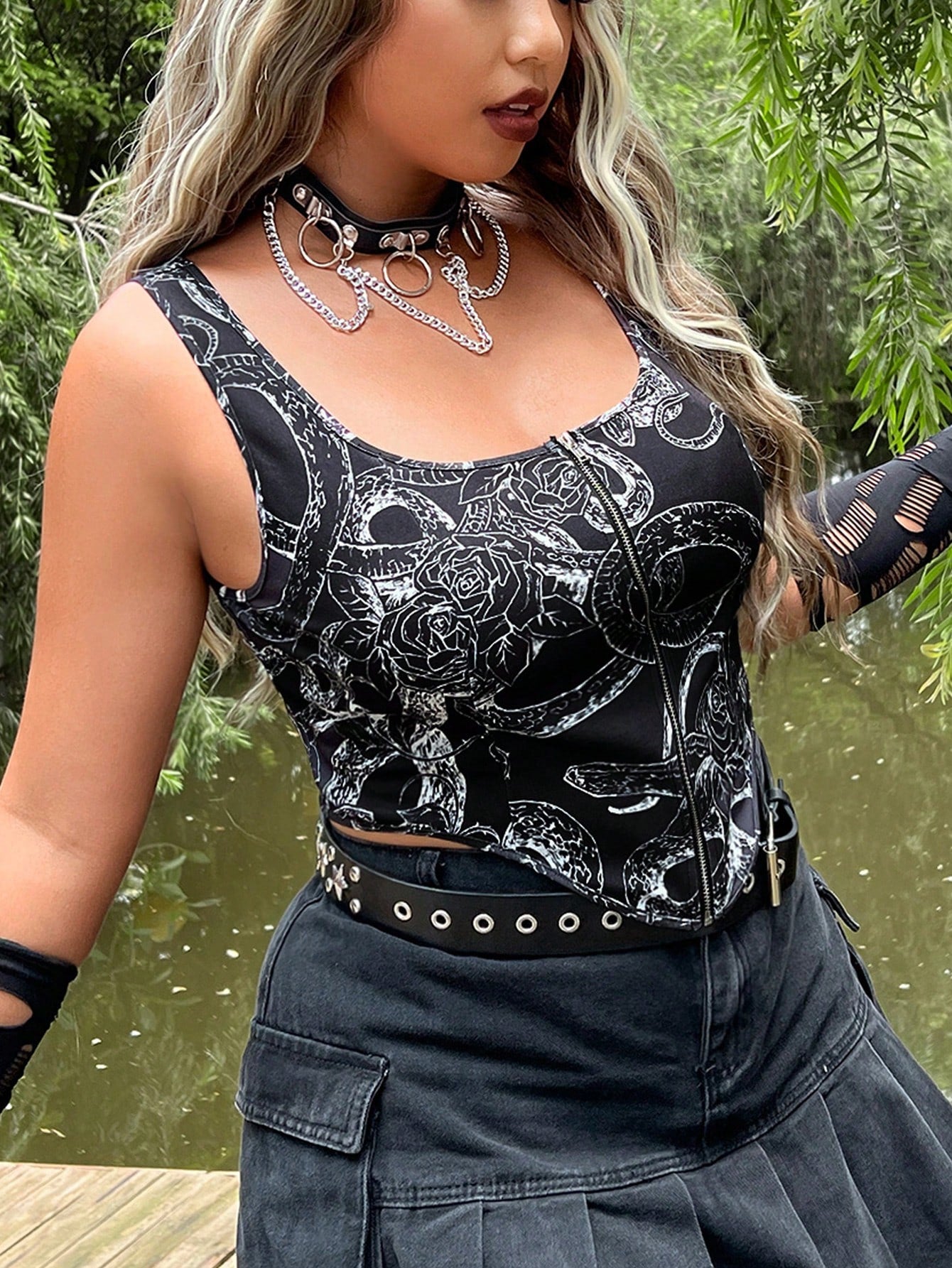 Snake Charmer Plus corset style Tank Top