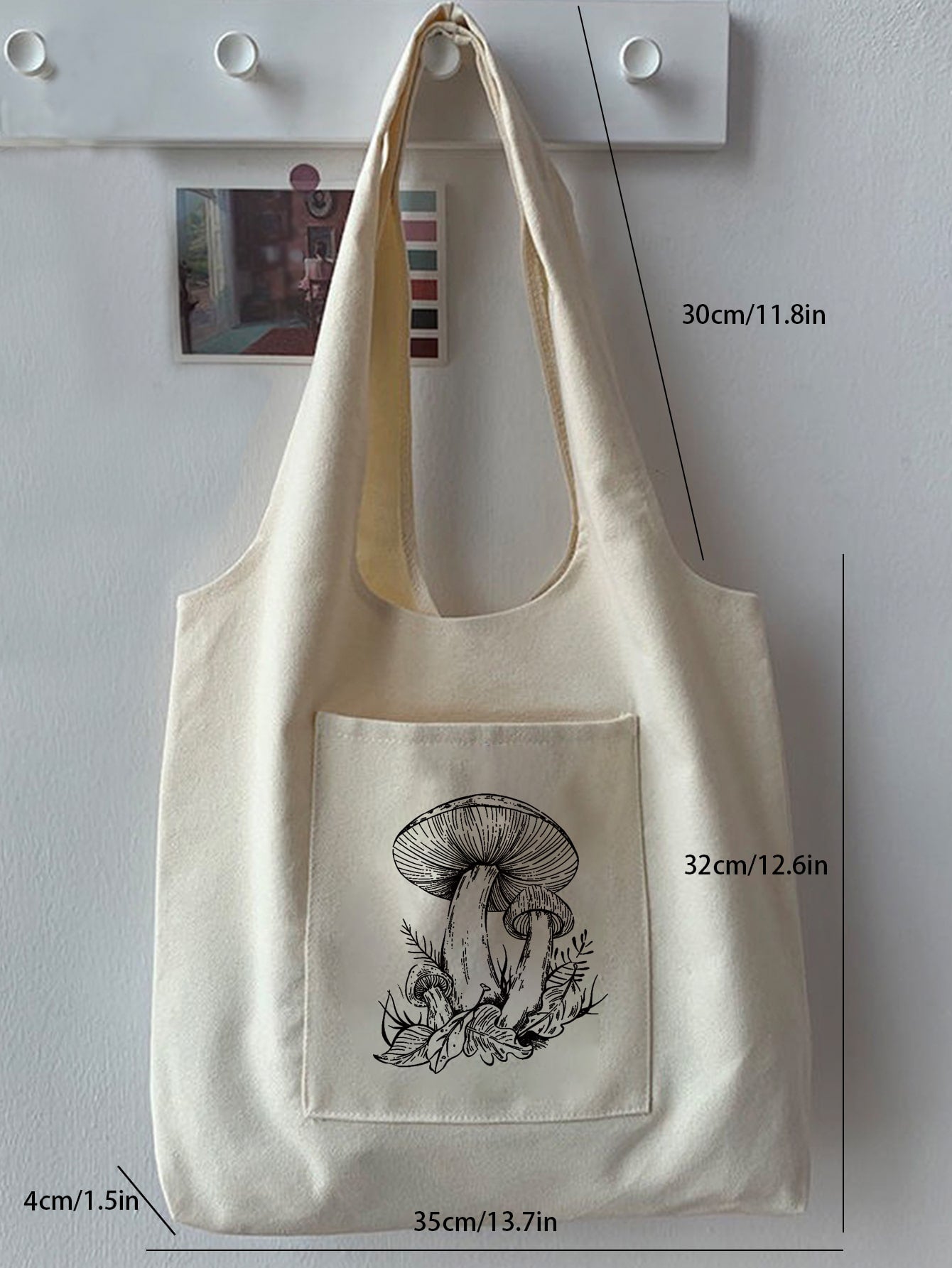 Simple Hippie Mushroom Canvas Bag