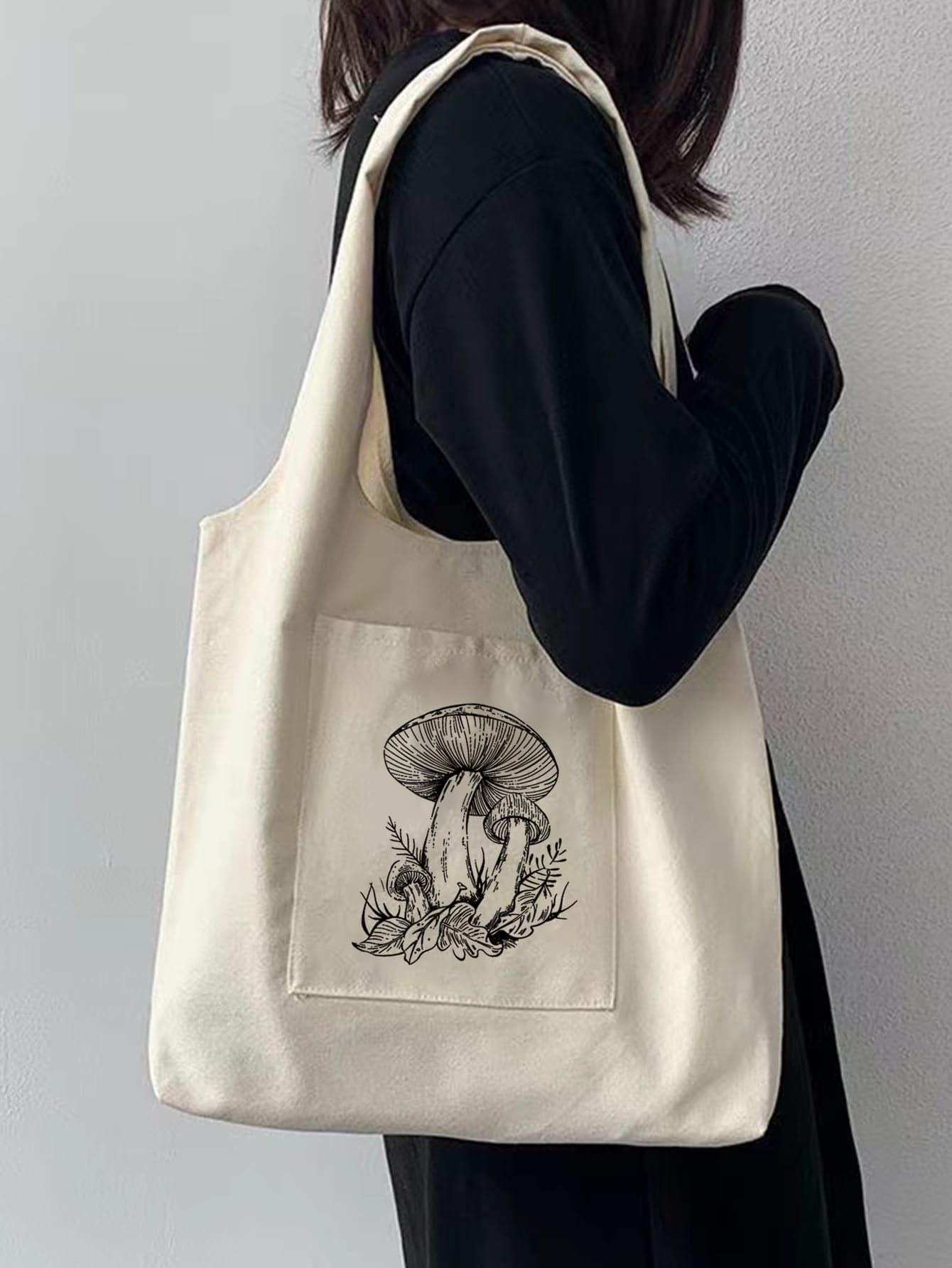 Simple Hippie Mushroom Canvas Bag