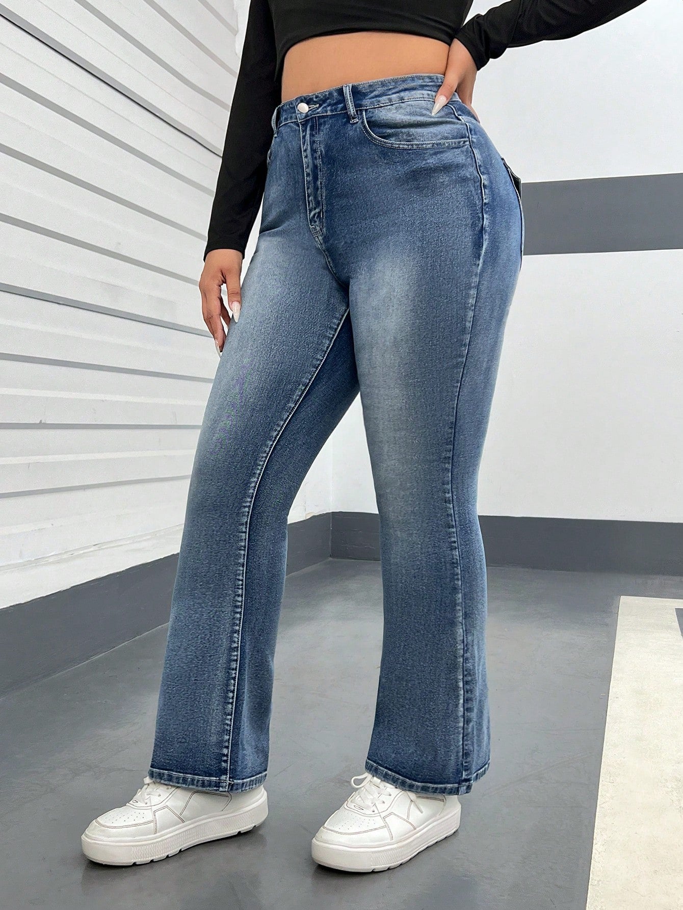 Plus* High Waist Flare Leg Jeans