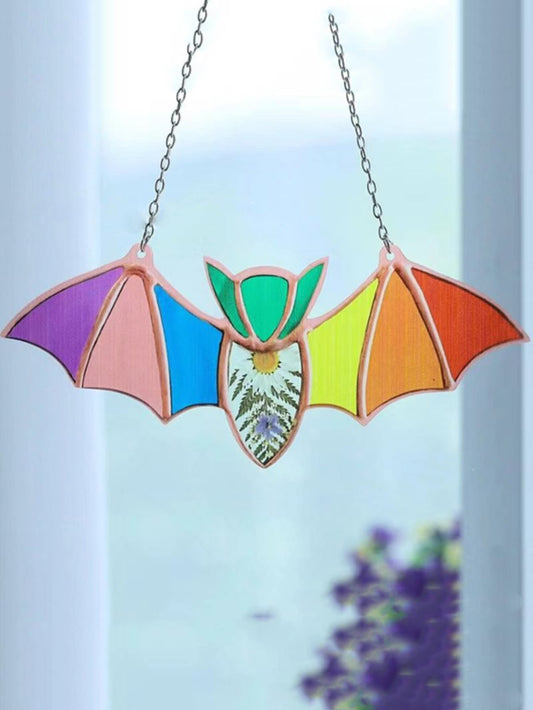 Hippie Bat Shaped Suncatcher With Acrylic Wall Art Decoration 1pc