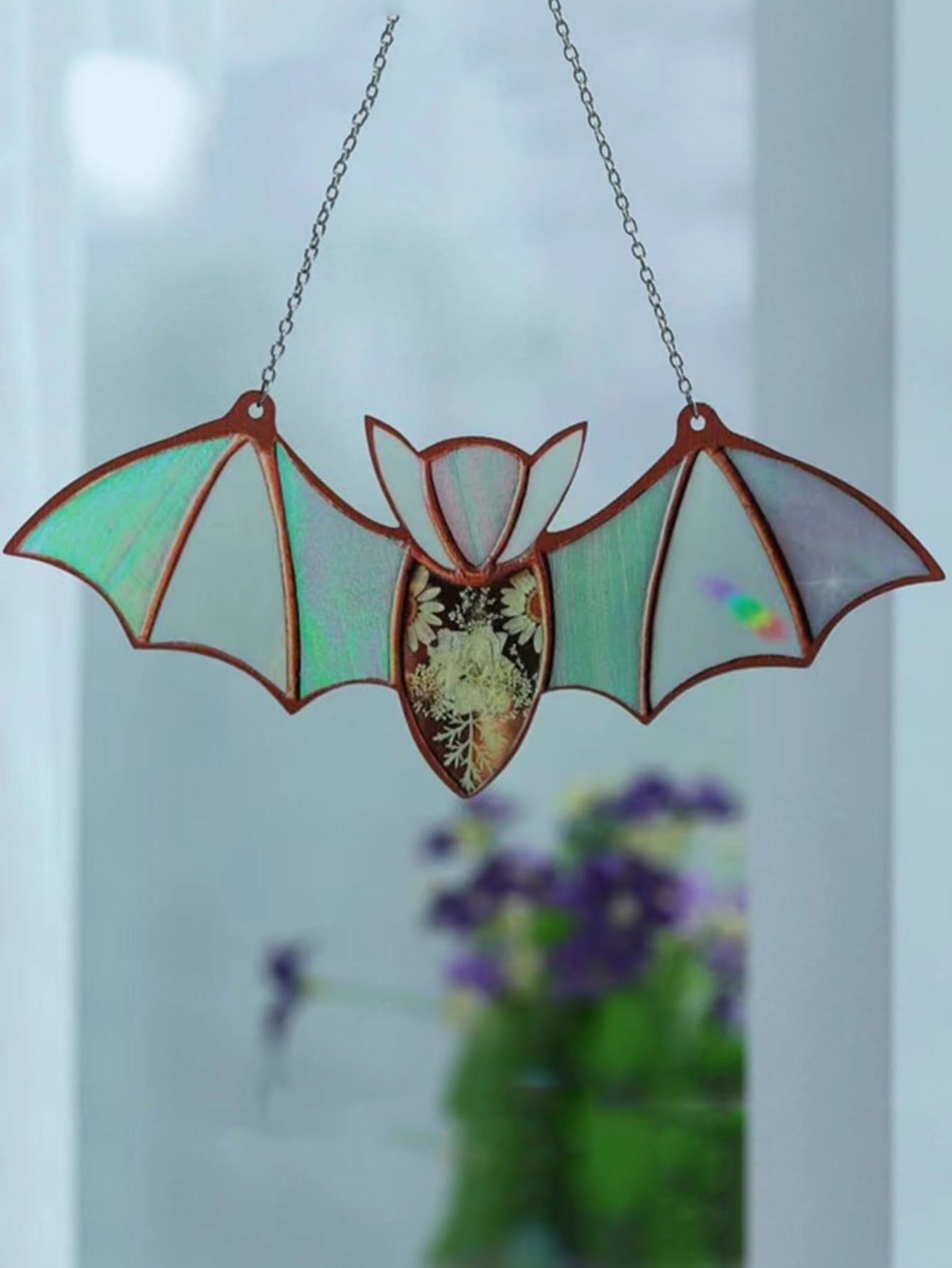 Hippie Bat Shaped Suncatcher With Acrylic Wall Art Decoration 1pc