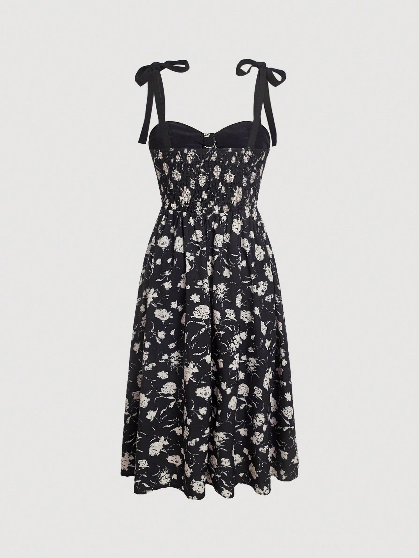 Vintage Floral Print Tie Shoulder Cami Dress