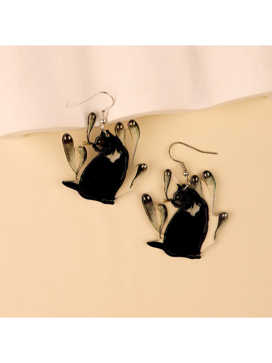 Unique Gothic Design Ghost Kitty Shaped Earring