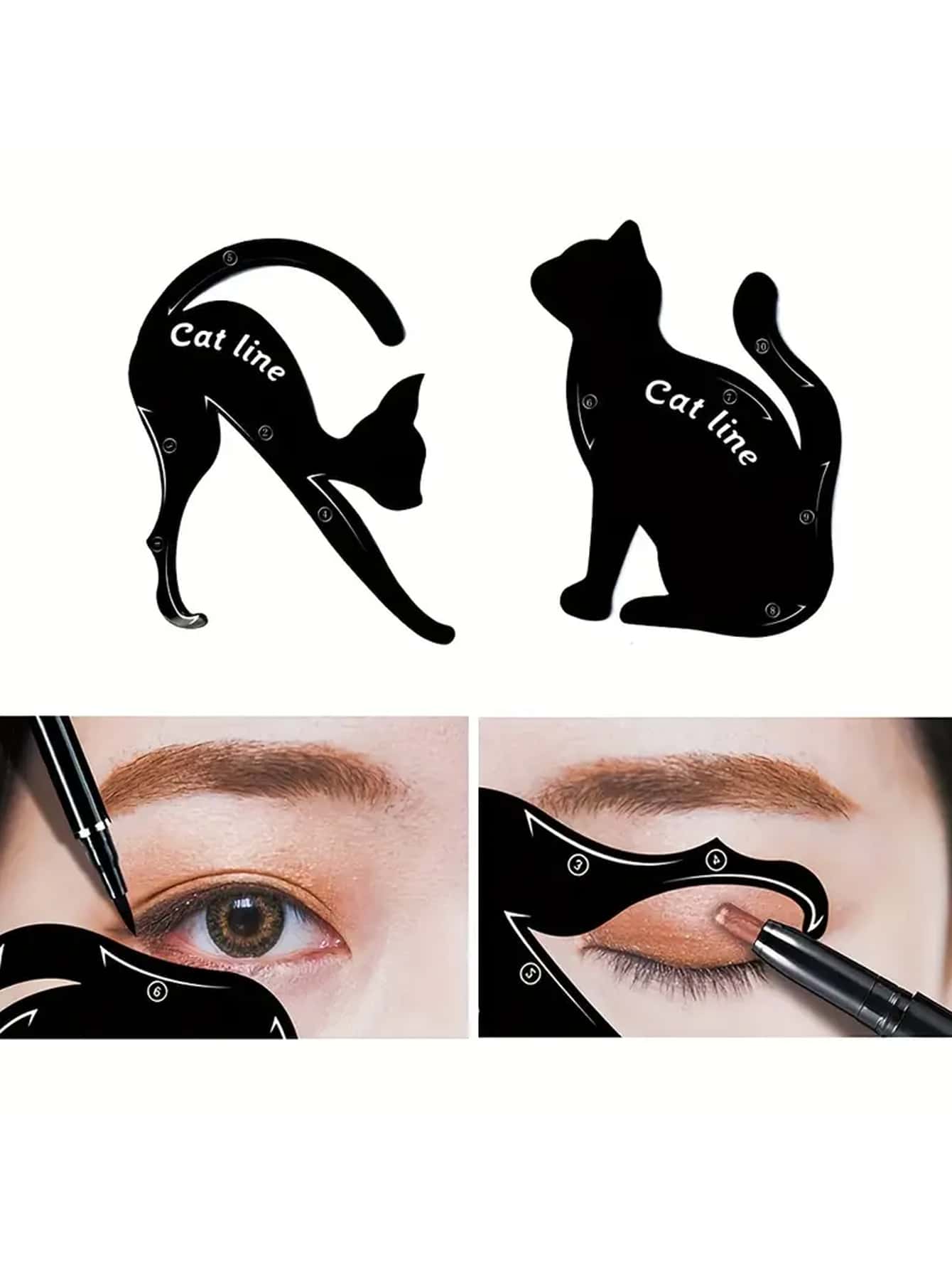 Juego de plantillas de lápiz delineador de ojos de doble punta Black Cat para maquillaje de ojos fácil y rápido, 2 piezas