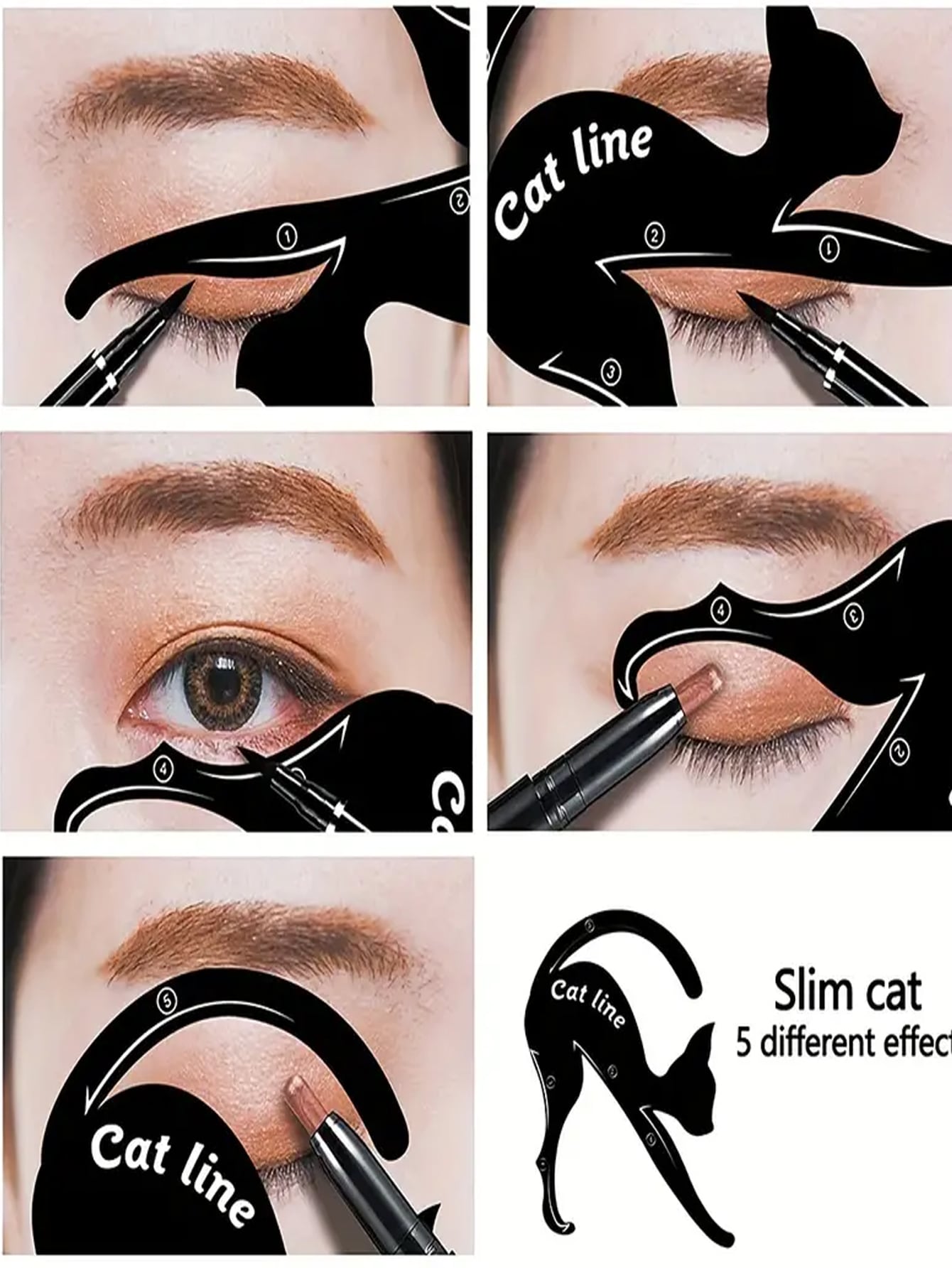 Juego de plantillas de lápiz delineador de ojos de doble punta Black Cat para maquillaje de ojos fácil y rápido, 2 piezas