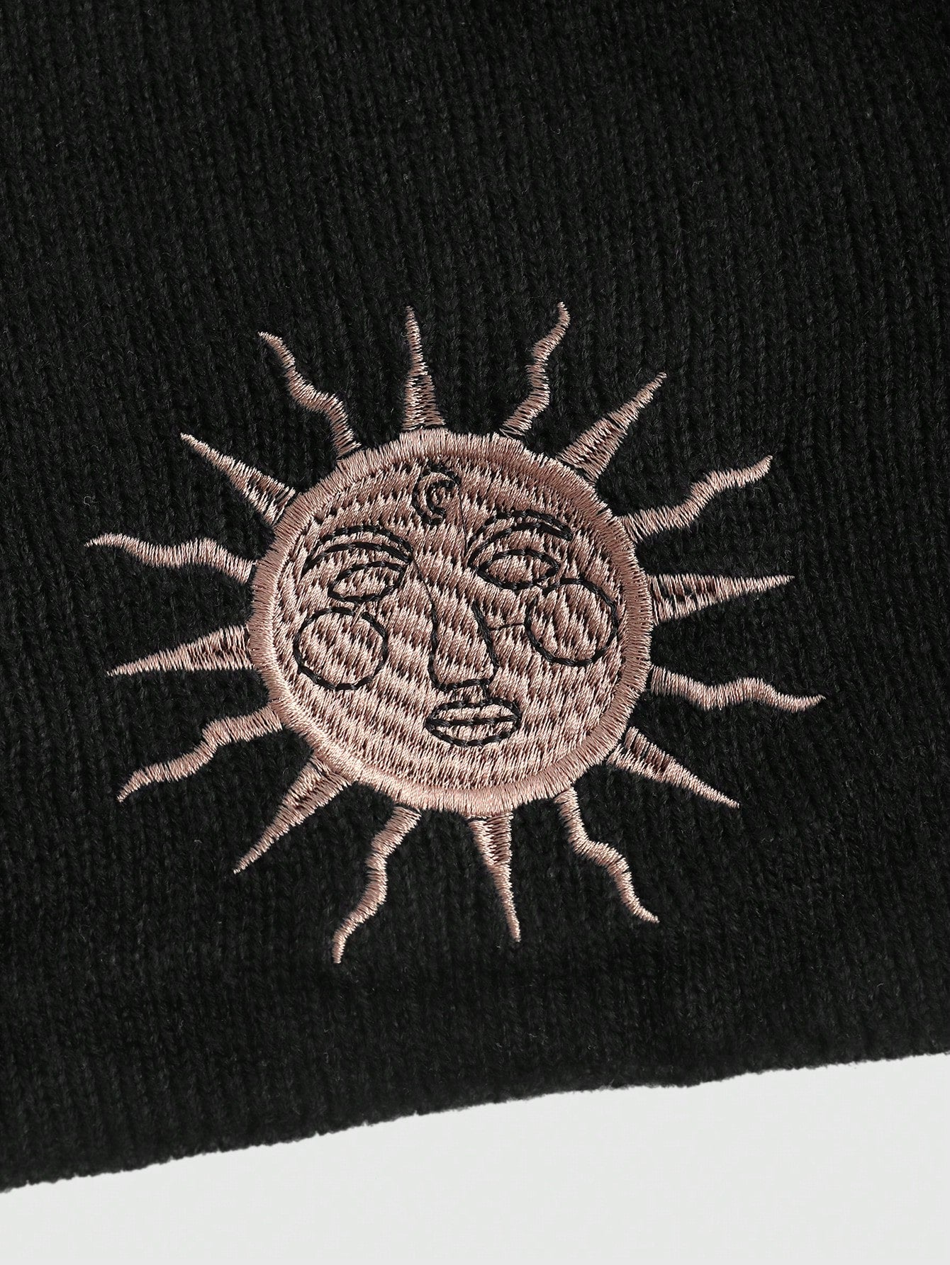 Hippie Sun Embroidery Crop Sweater