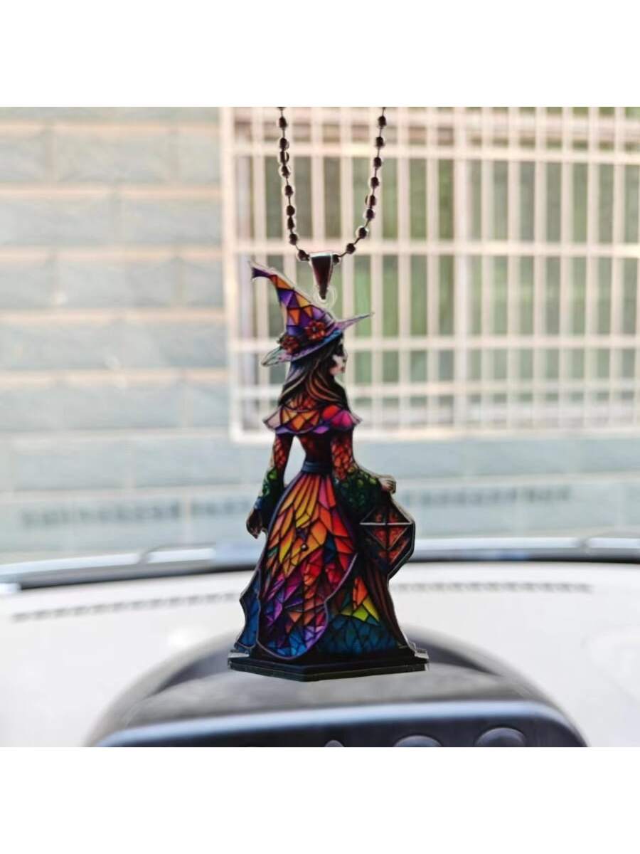 Witch Ornament Acrylic Flat Car Hanging