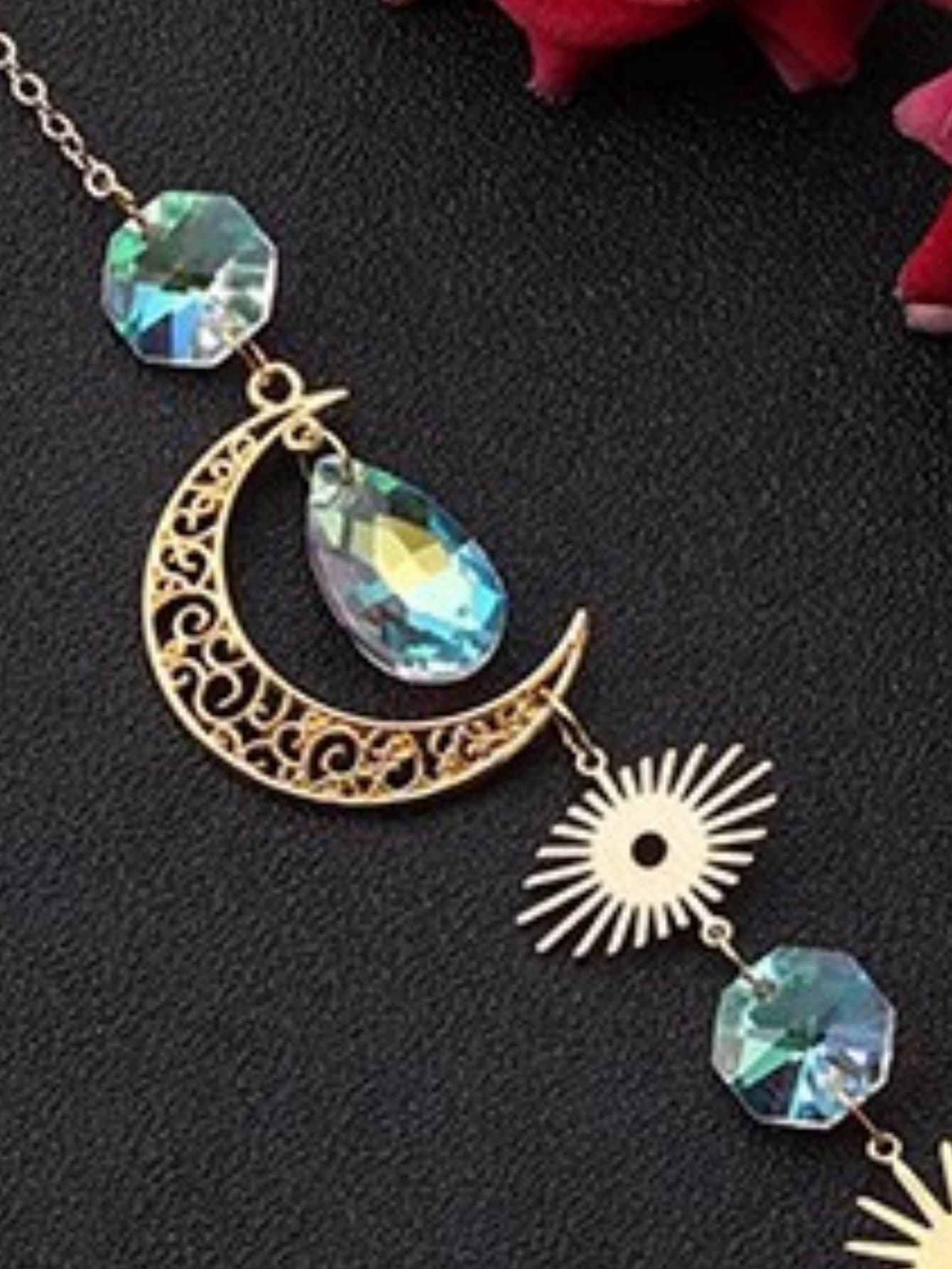 Atrapasueños de cristal con estrellas, Luna, arcoíris, carillón de jardín mágico, juego de decoración, 1 ud.