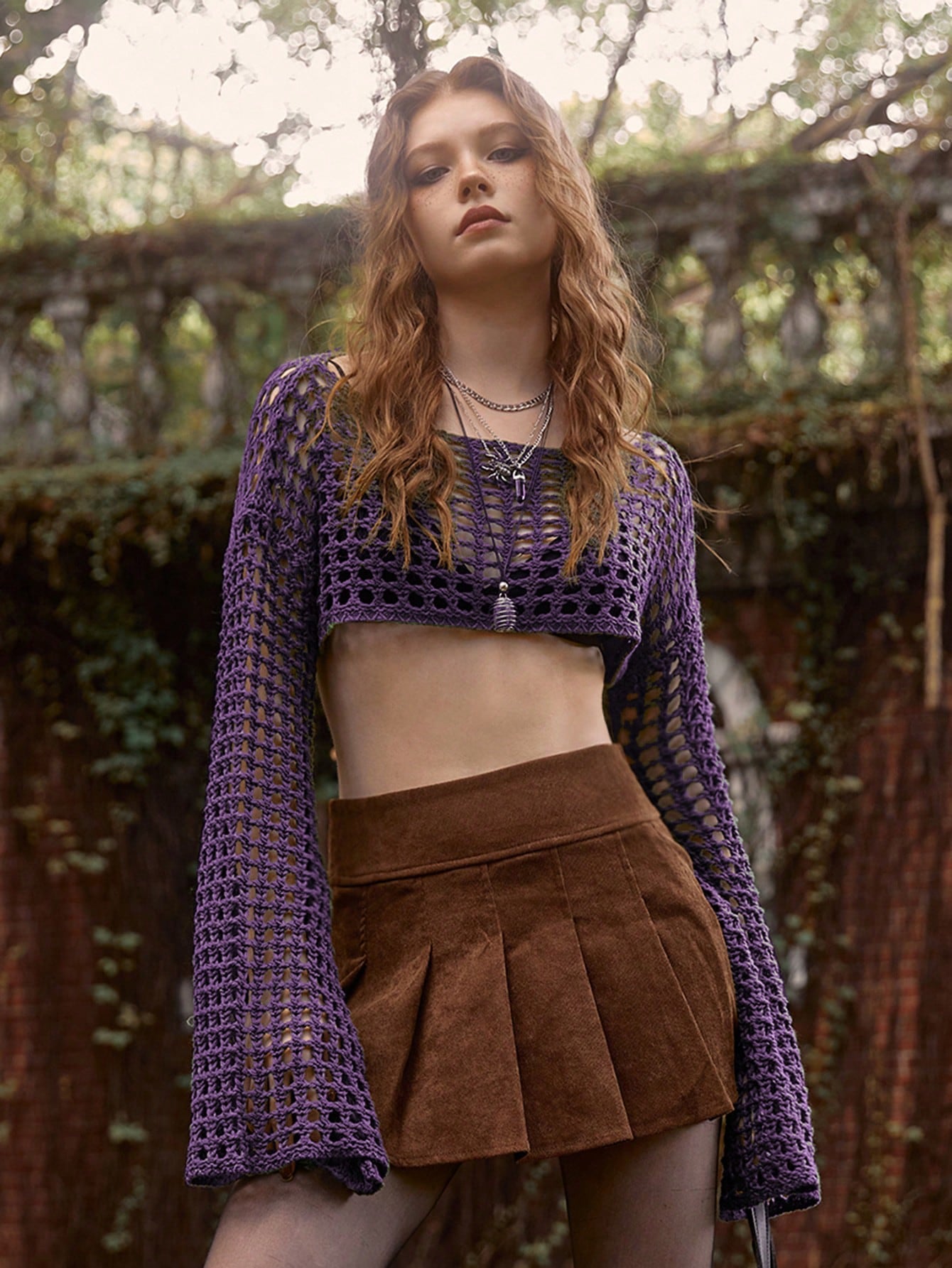Hippie Hollow Out Crop Sweater