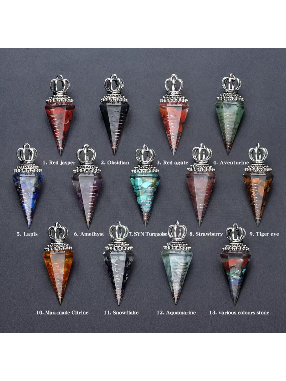 Crystal Fragments Hexagonal Cone Pendulum For Spiritual Healing