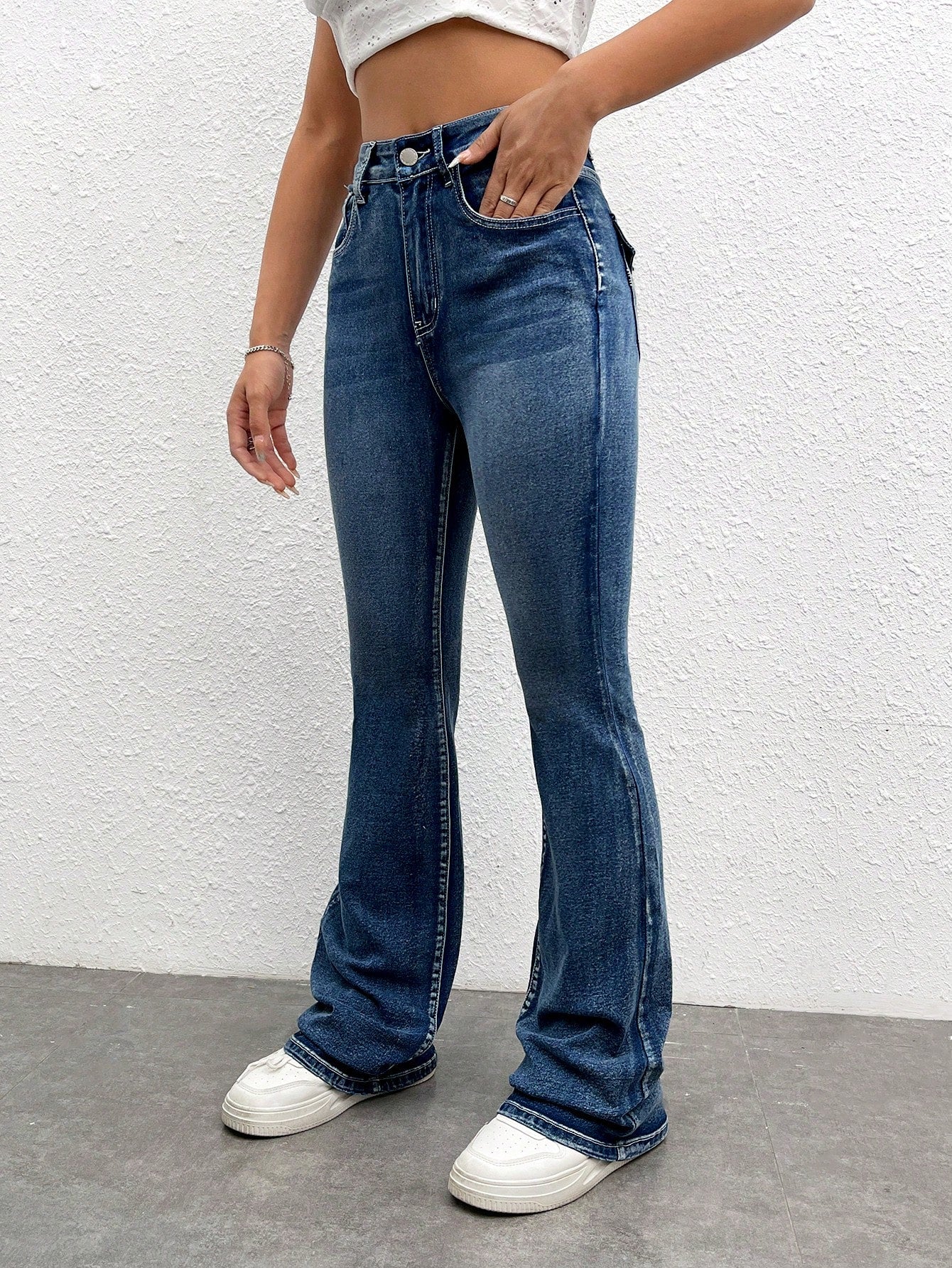 She’s a Stunner Rhinestone and Embroidery Detail Flare Leg Jeans