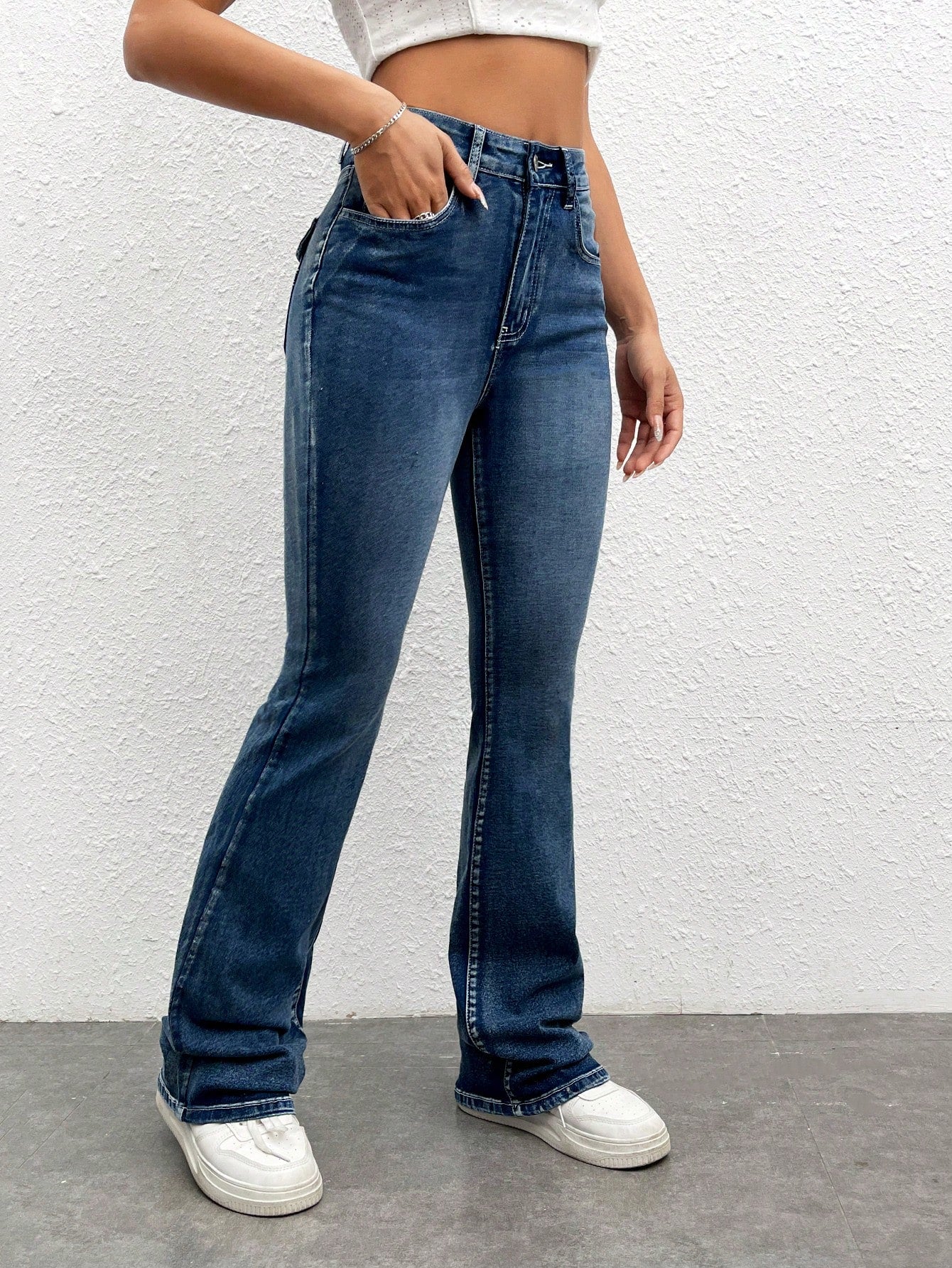 She’s a Stunner Rhinestone and Embroidery Detail Flare Leg Jeans