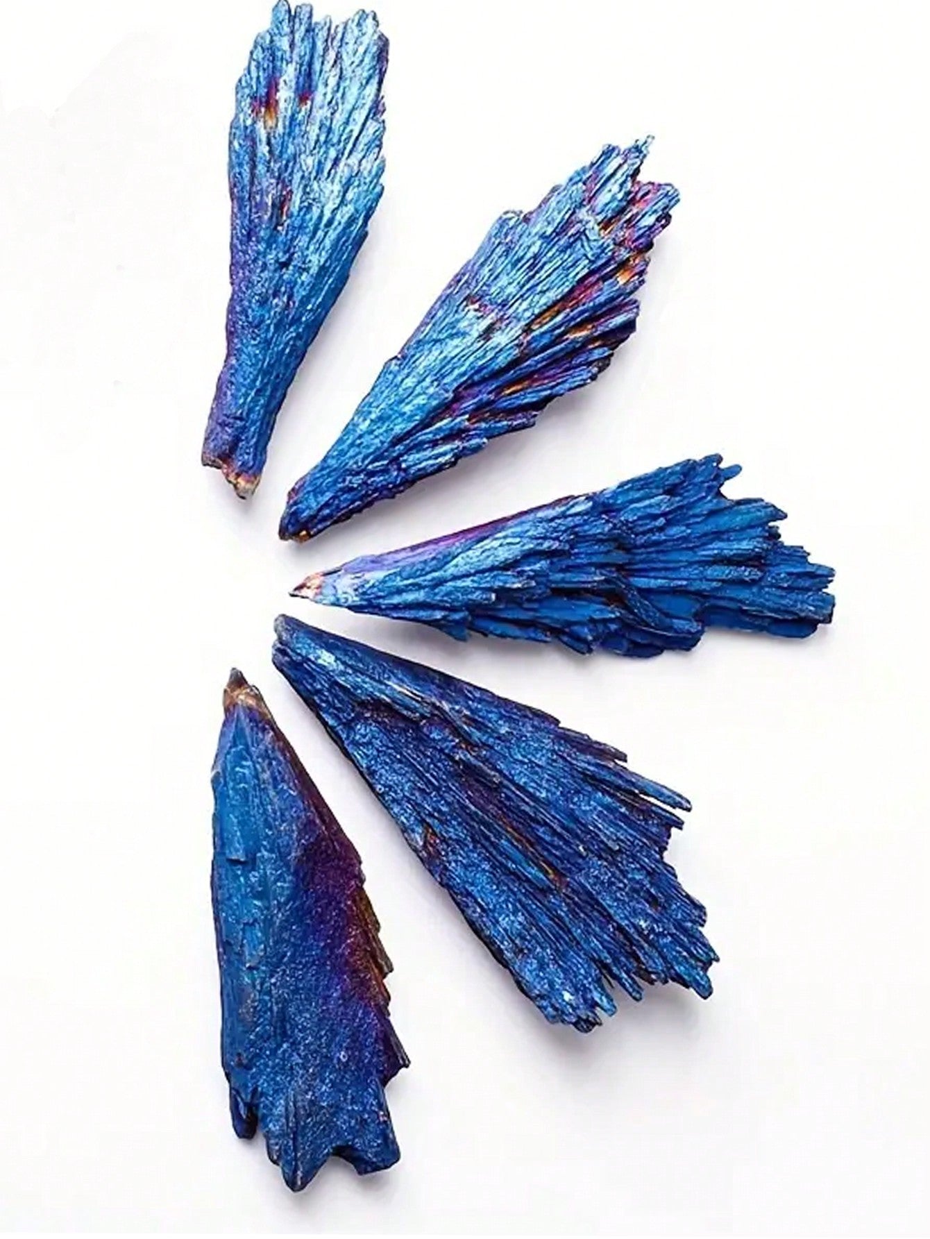 Aura azul galvanizada, decoración de plumas de bismuto, cristal de bismuto, racimo de cristal, curación, meditación espiritual, 1 ud.