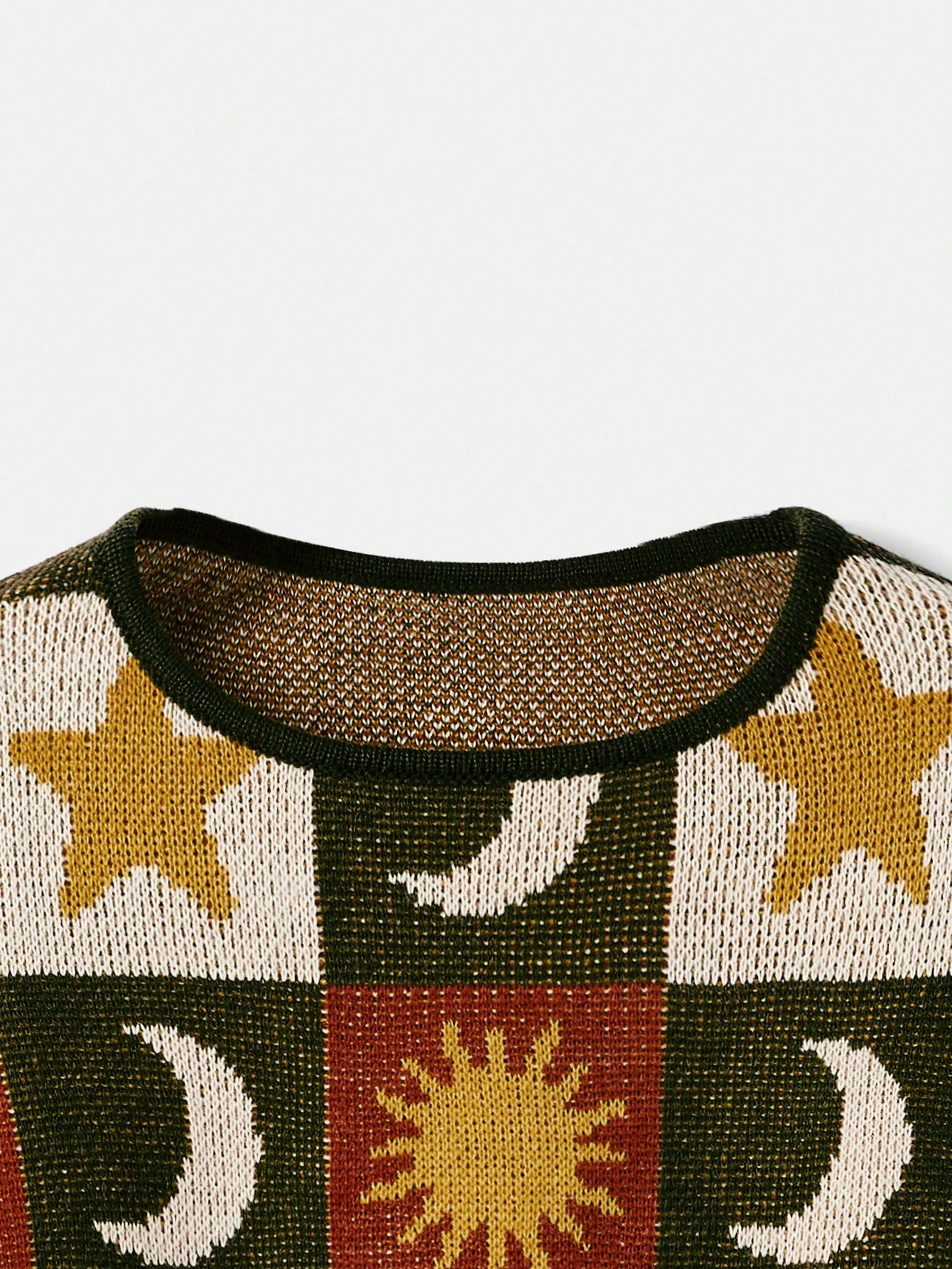 70’s Hippie Sun & Moon Patchy Crop Sweater