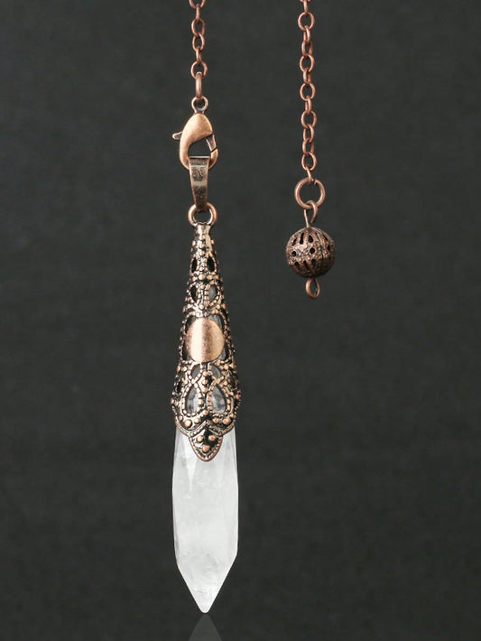 Péndulo de cuarzo transparente, piedra Natural, colgante de cuarzo, péndulos para radiestesia, productos espirituales de Reiki